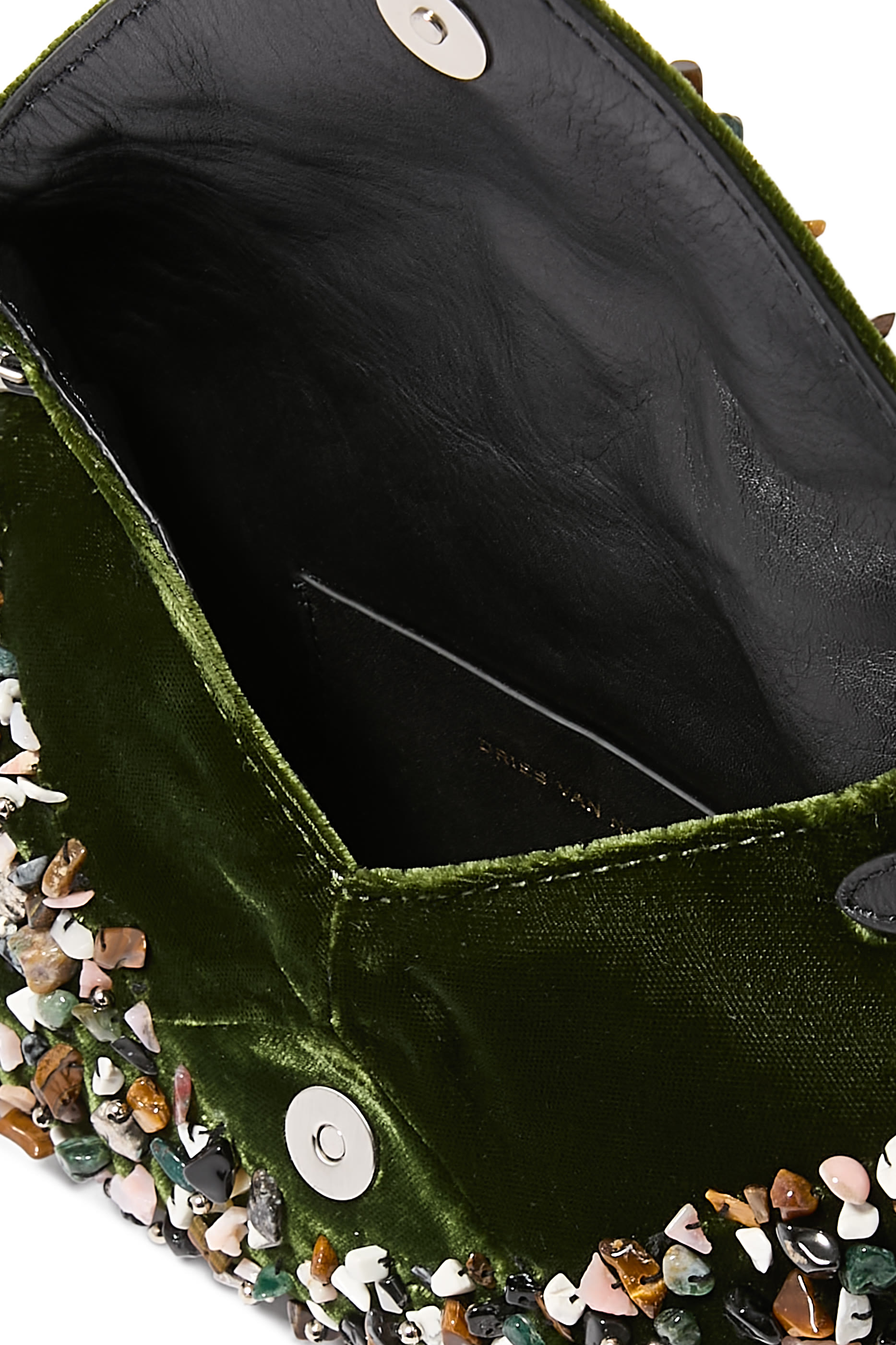 Stone-Embellished Envelope Clutch Bag