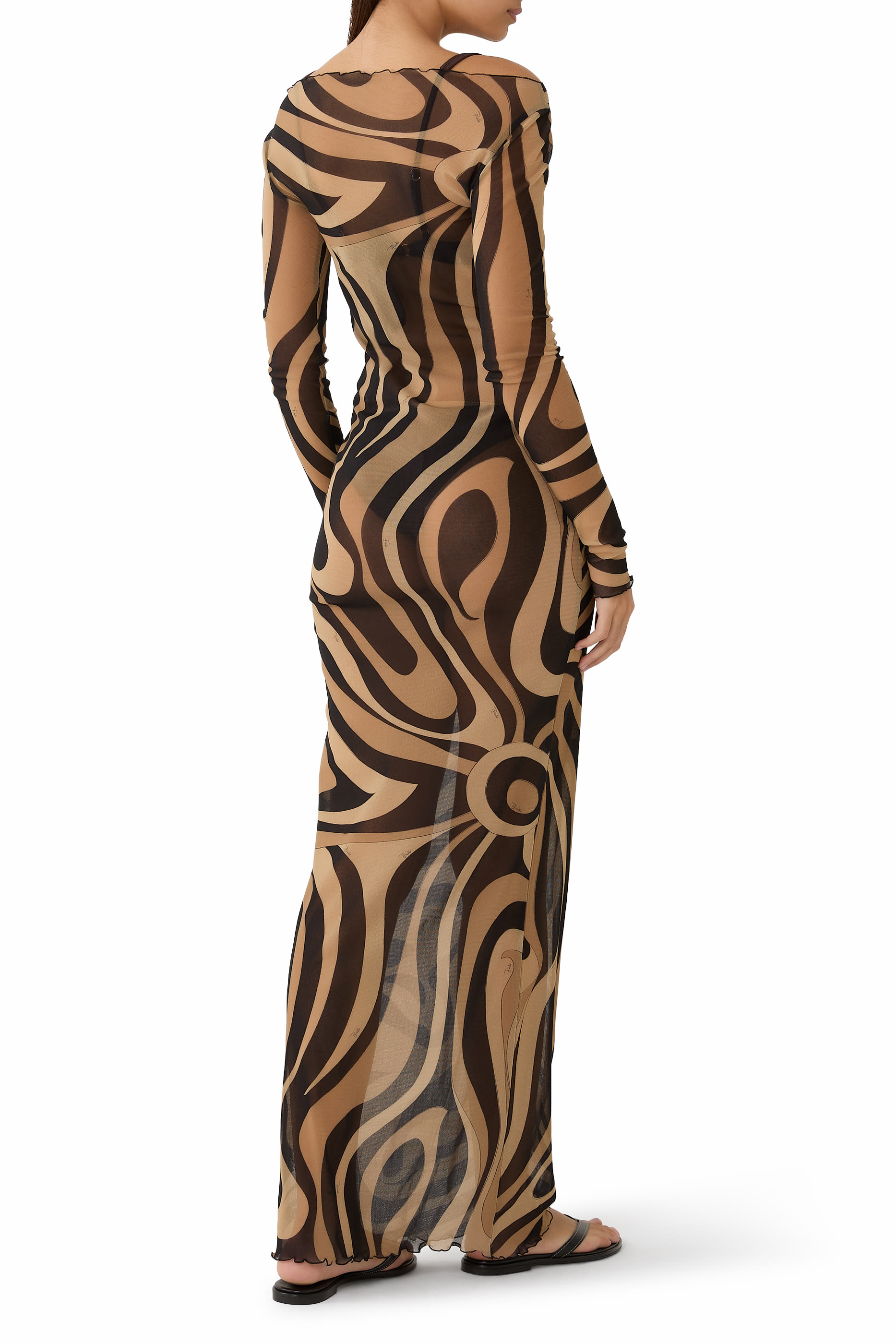 Marmo Printed Mesh Maxi Dress