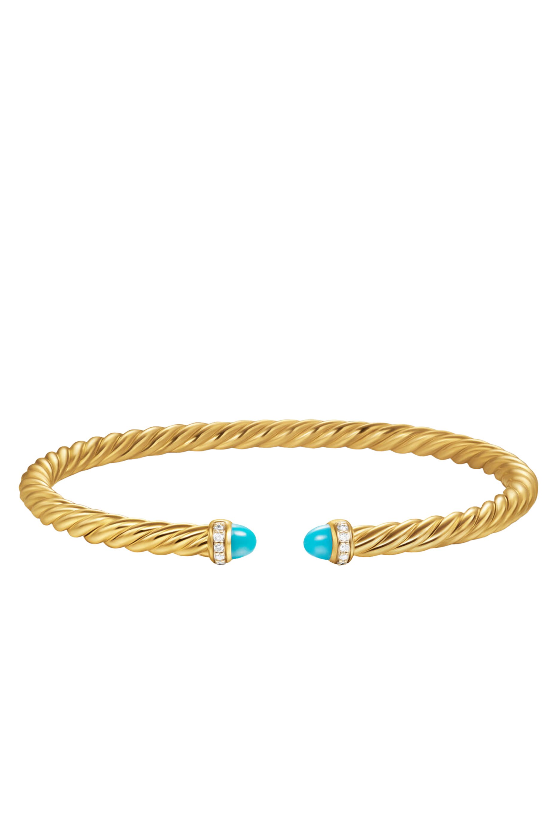 Cablespira® Flex Bracelet, 18K Yellow Gold with Turquoise & Diamonds