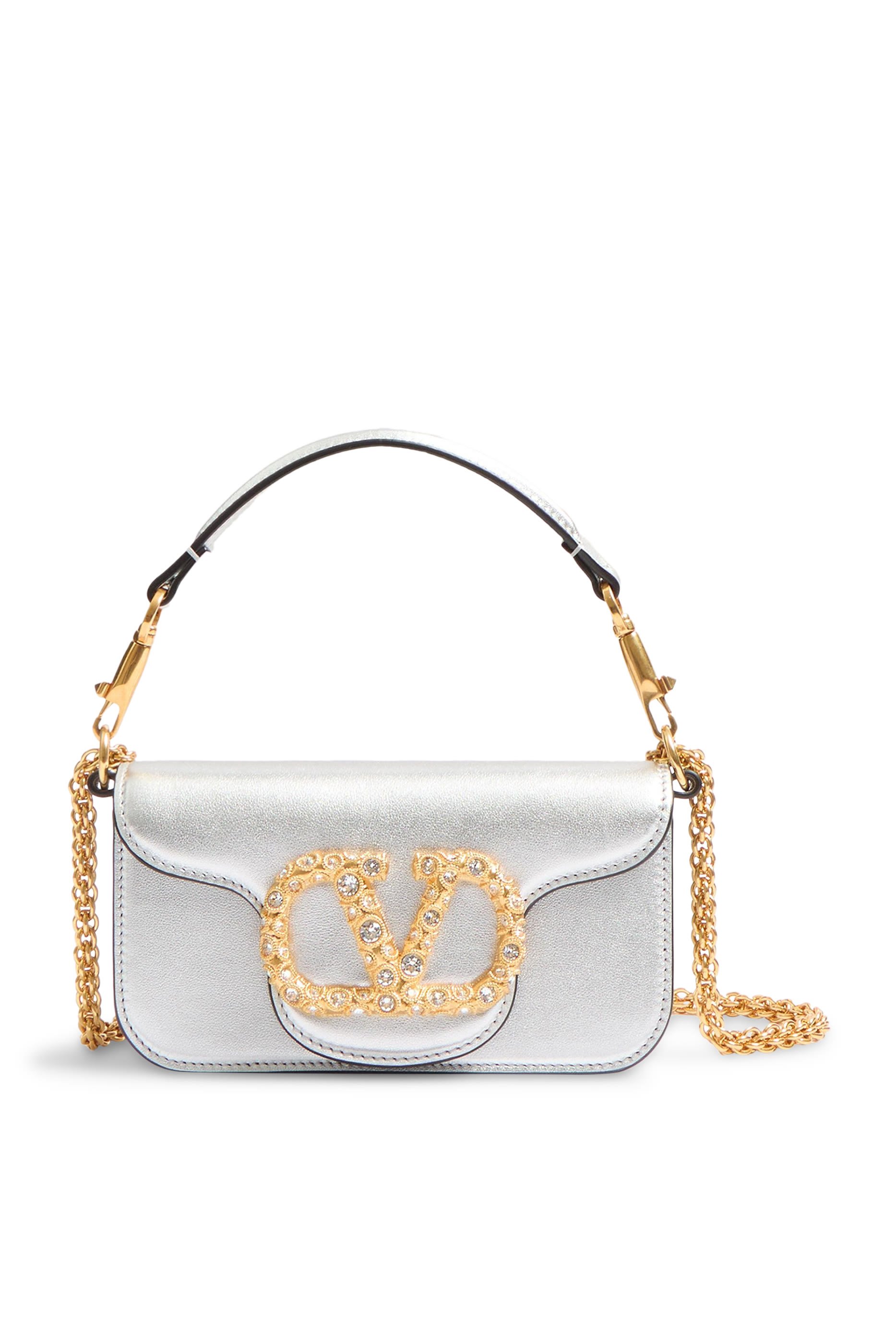 Locò Laminated Calfskin Small Shoulder Bag with Jewel Logo