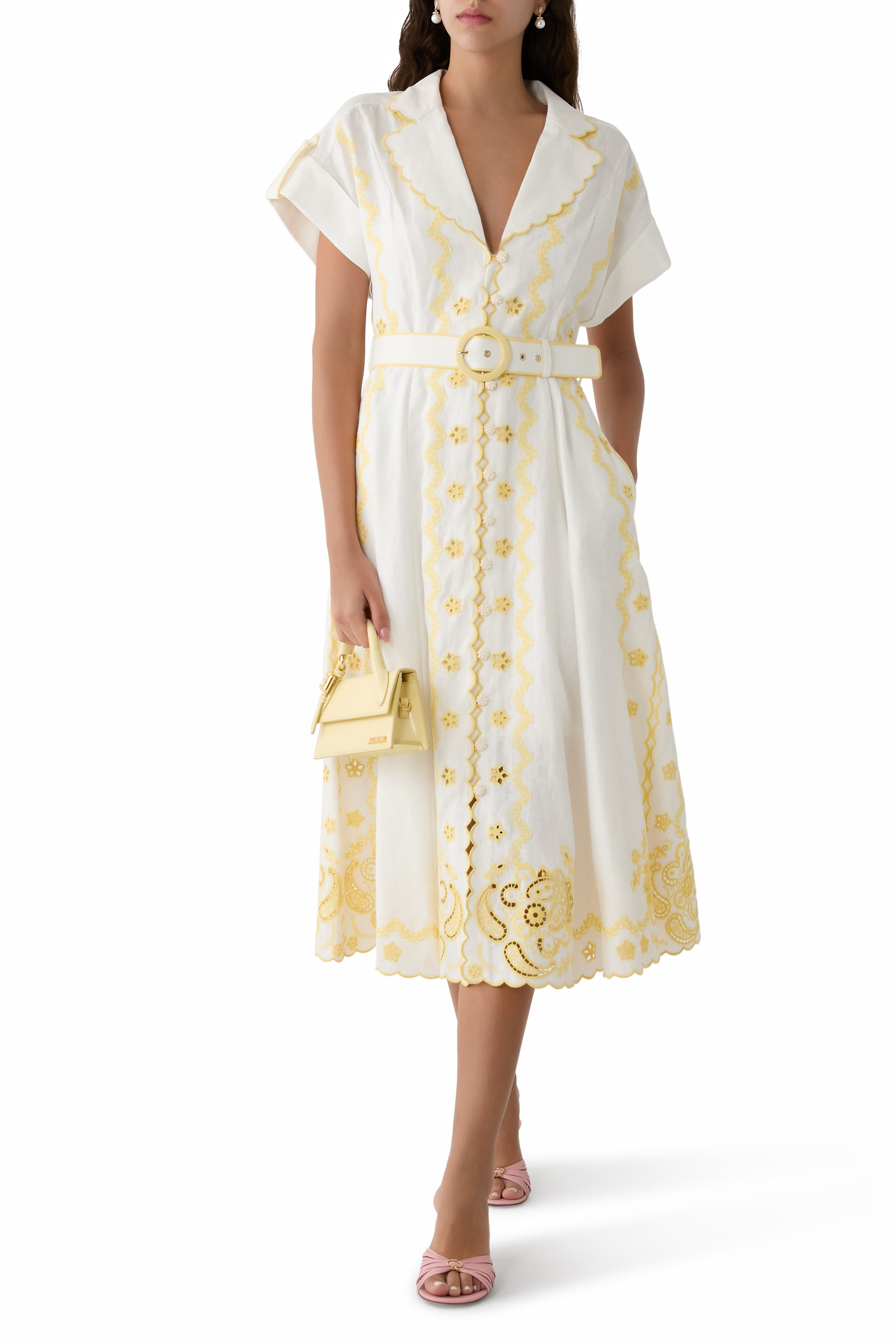 Lucky Embroidered Midi Dress