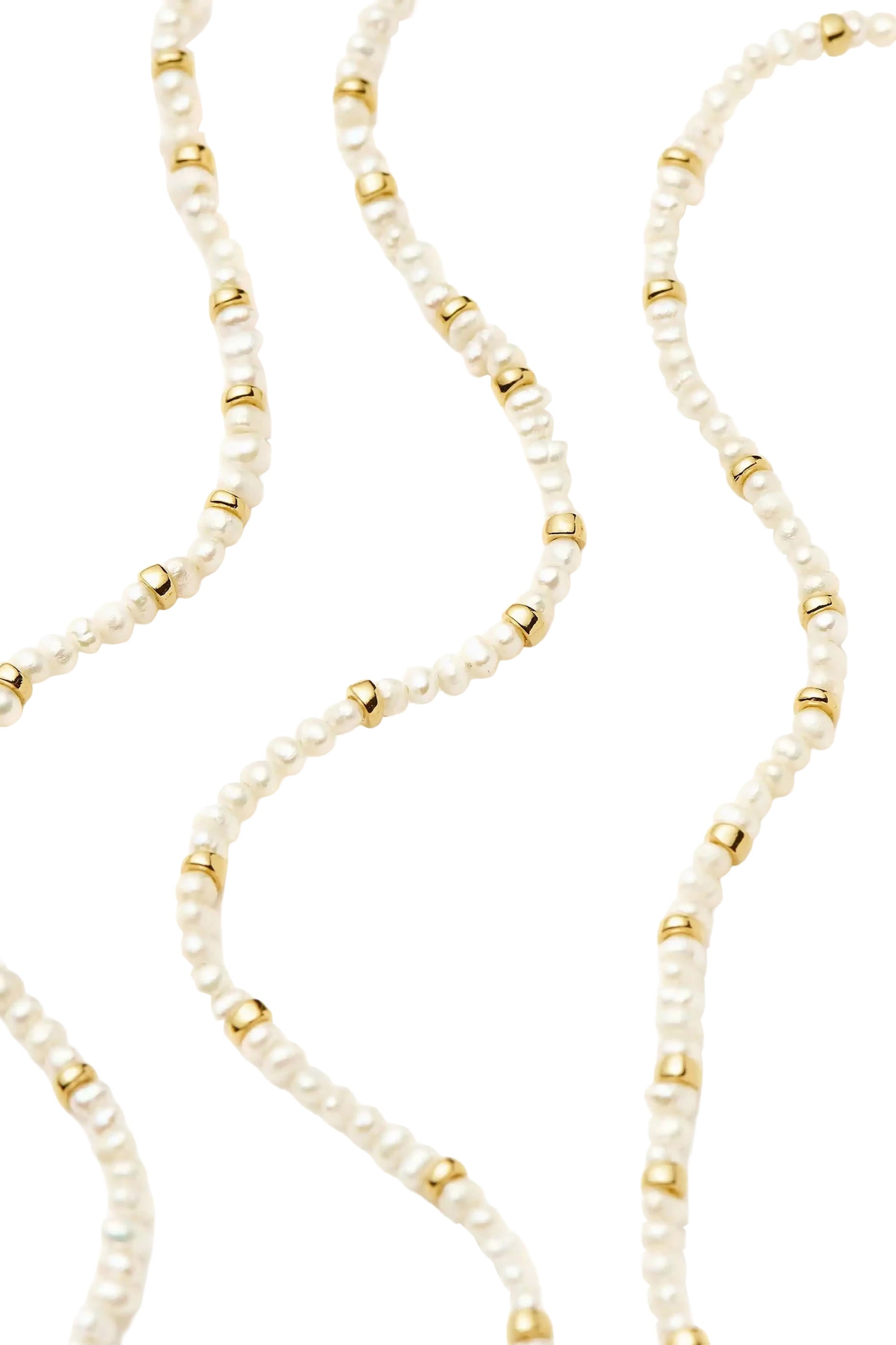 Micro Pearl Beaded Necklace, 18ct Recycled Gold Plating on Brass & Micro-Pearls