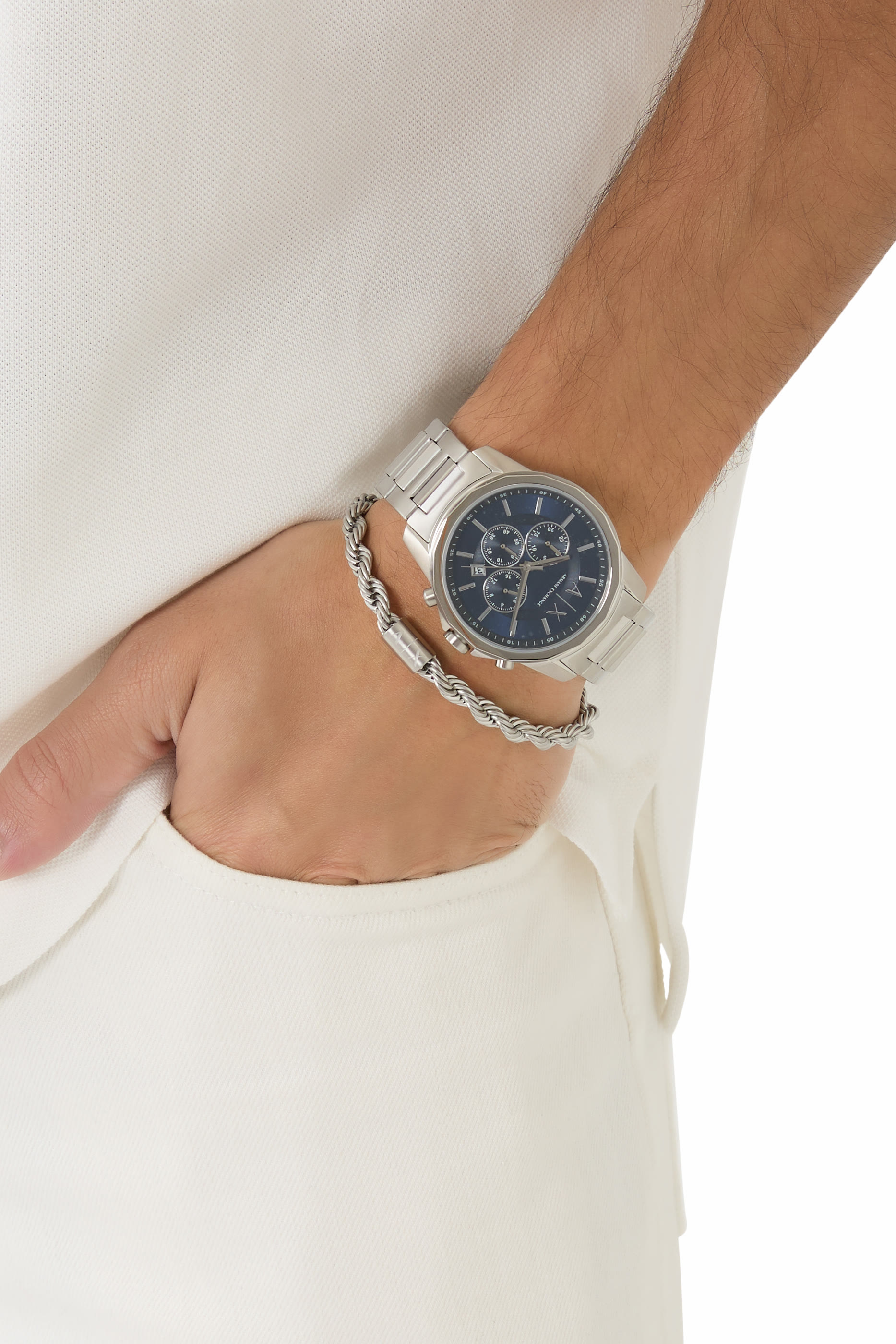 Chronograph Stainless Steel Gift Set Watch