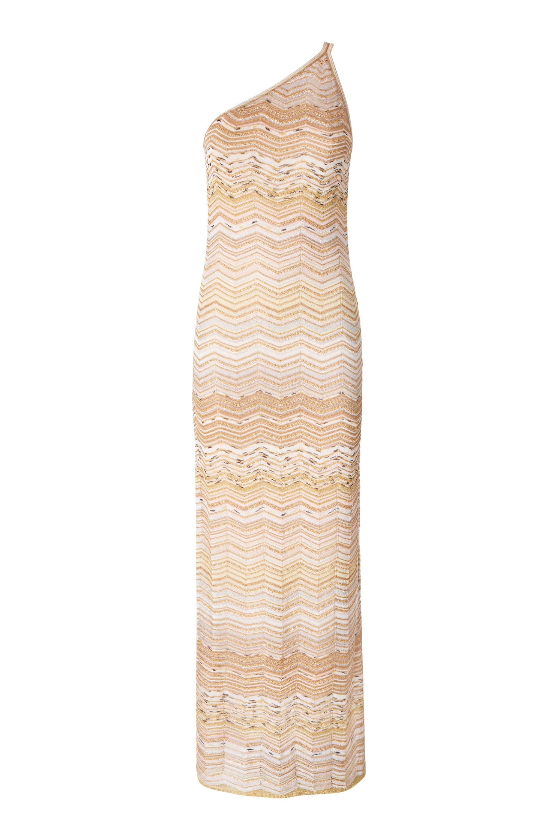 Sequins Long One-Shoulder Dress with Chevron Pattern