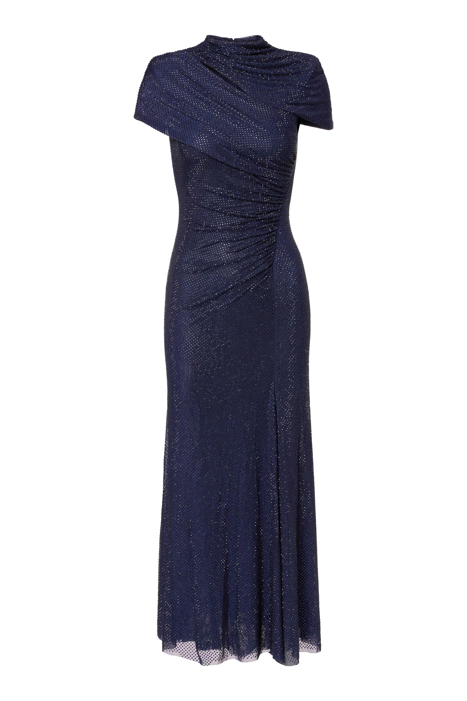 Rhinestone Mesh Cut Out Midi Dress