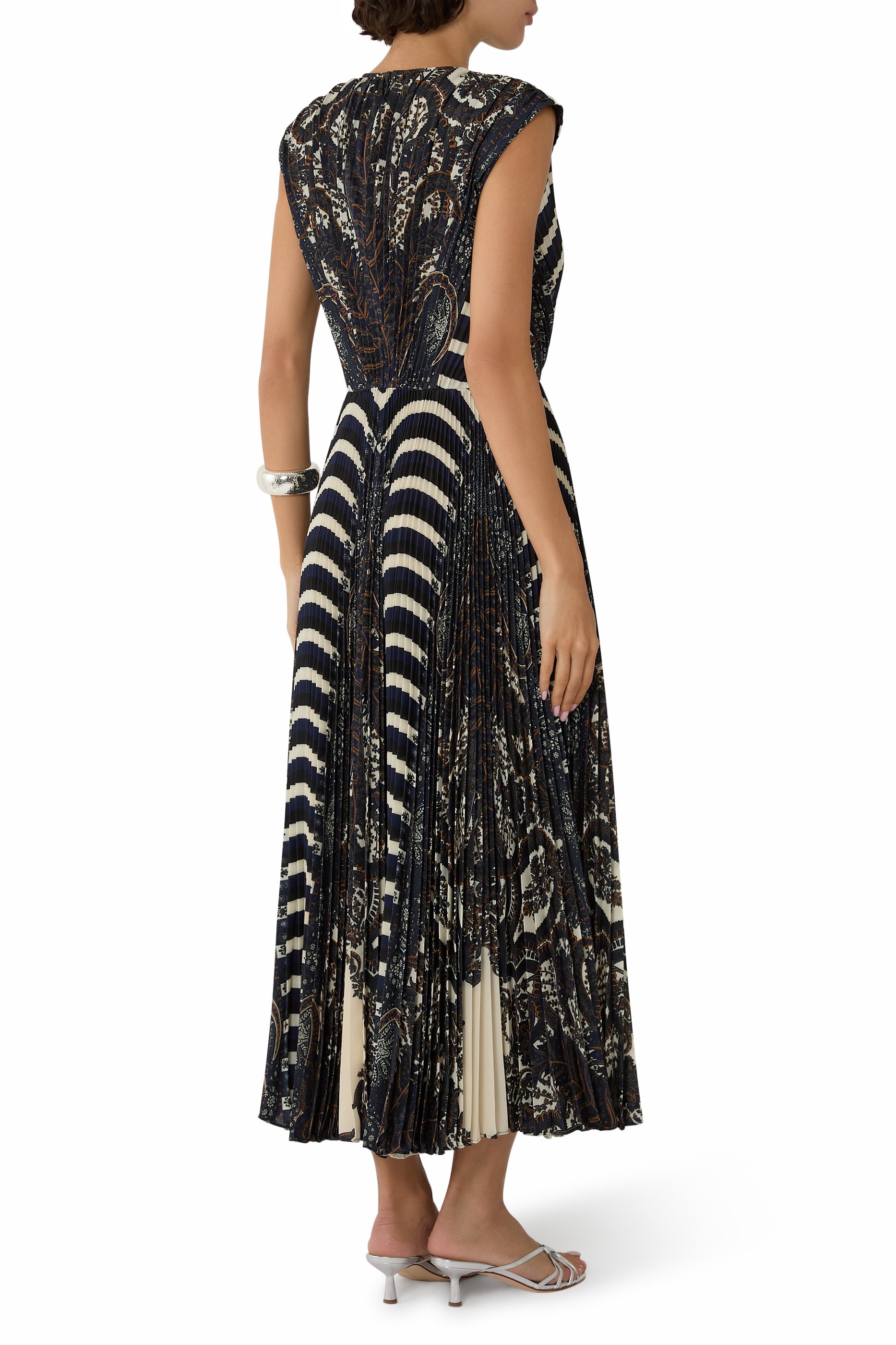 Violeta Pleated Sleeveless Midi Dress