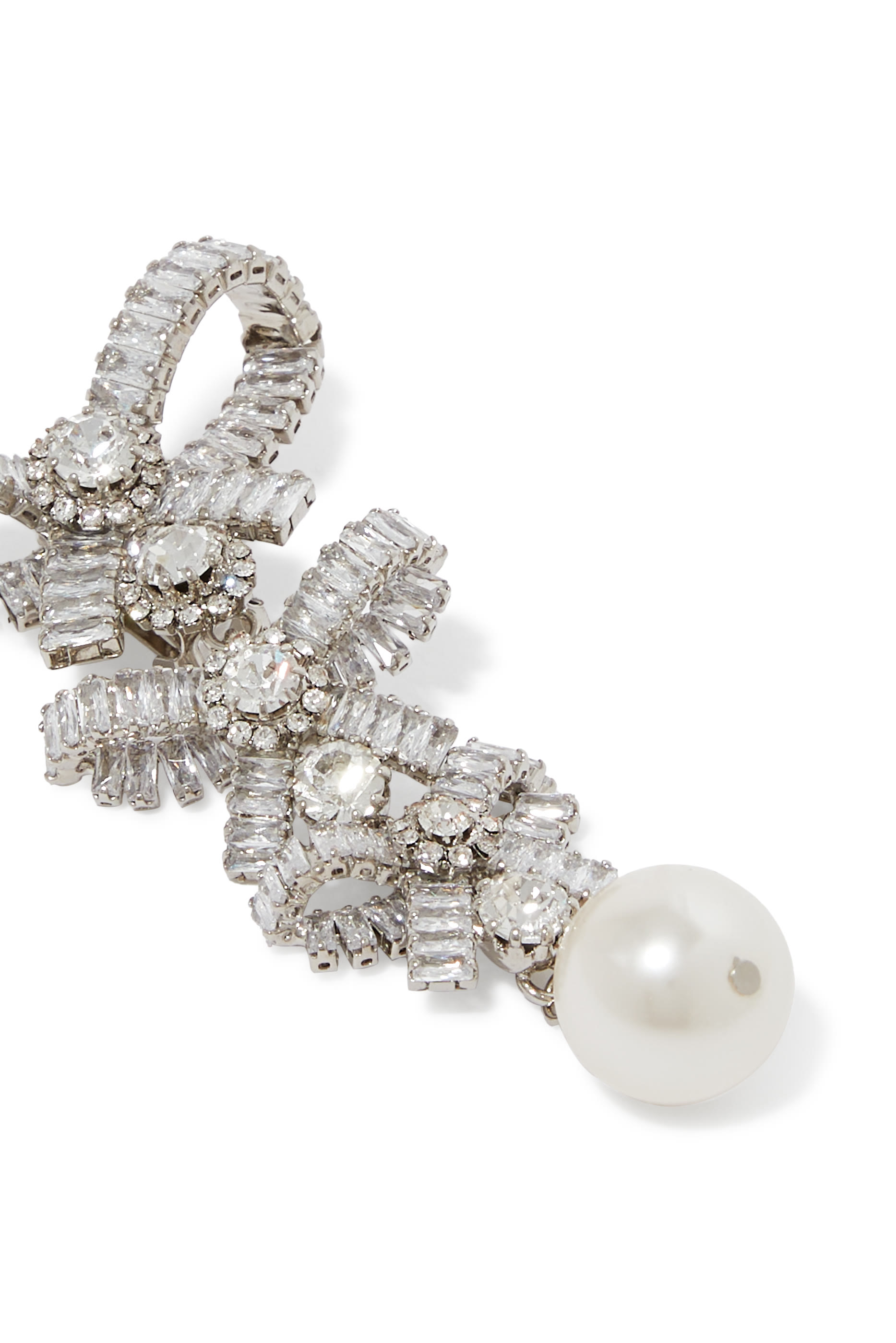 Crystal Bows Earrings with Pearls