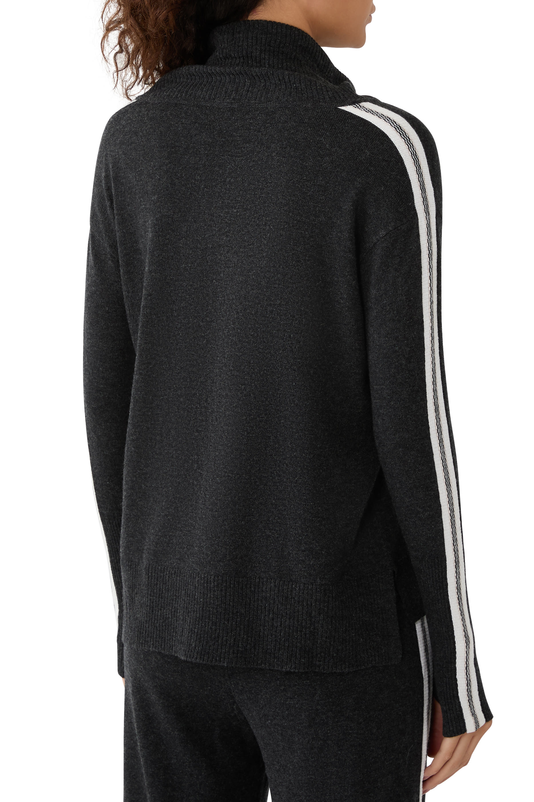 Strapping Detail Funnel Neck Sweater with Cashmere