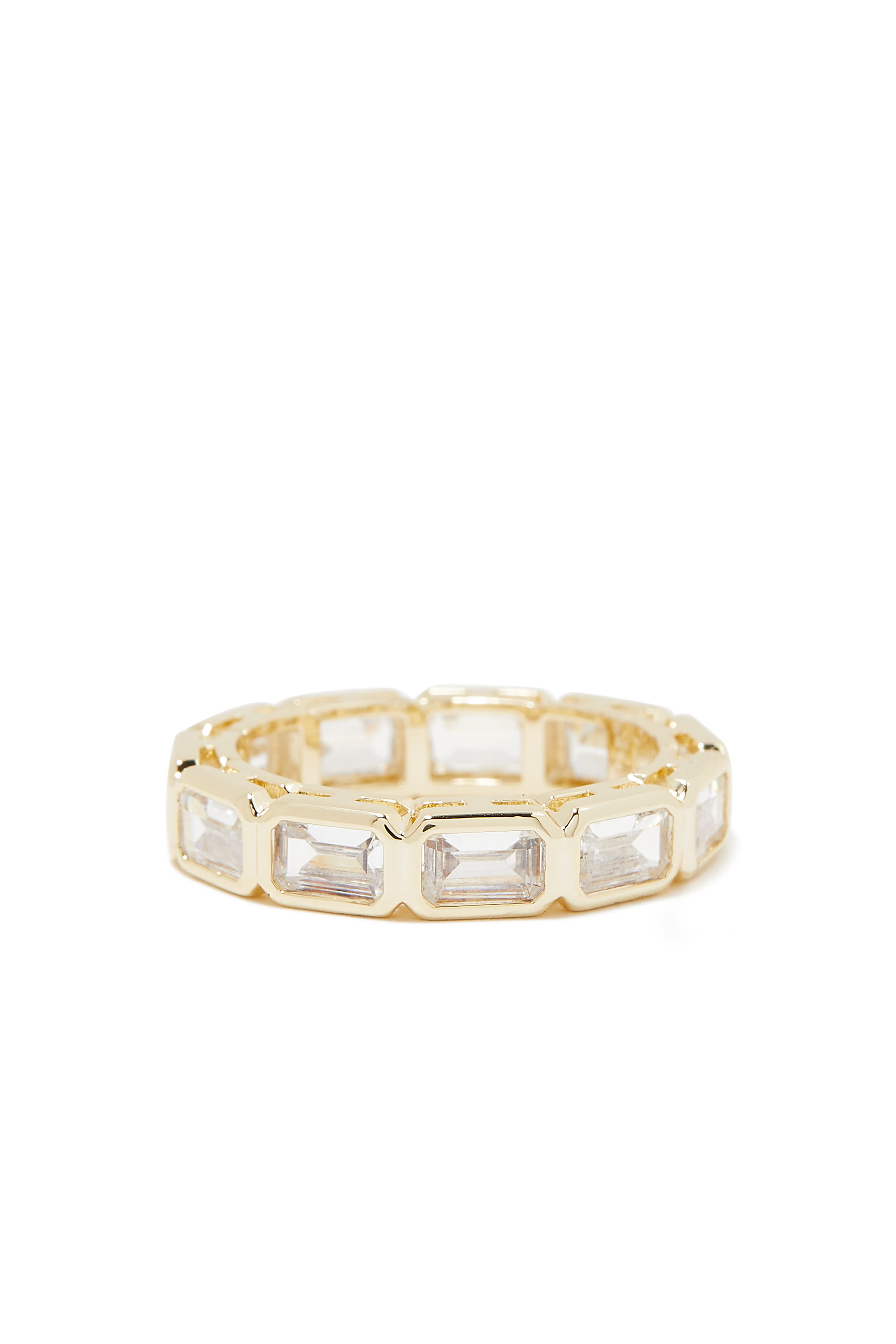 Emerald-Cut Gold-Plated Eternity Ring