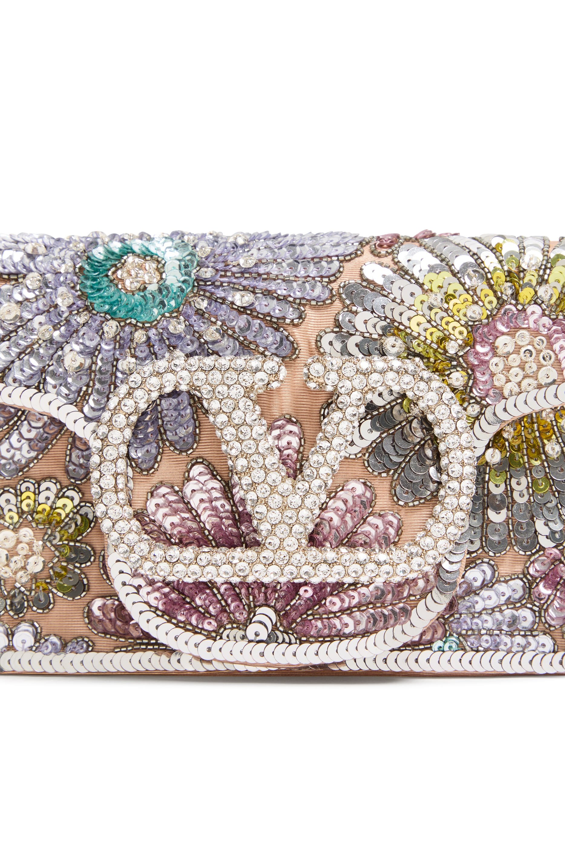 Loc&ograve; Embellished Moir&eacute; Small Shoulder Bag