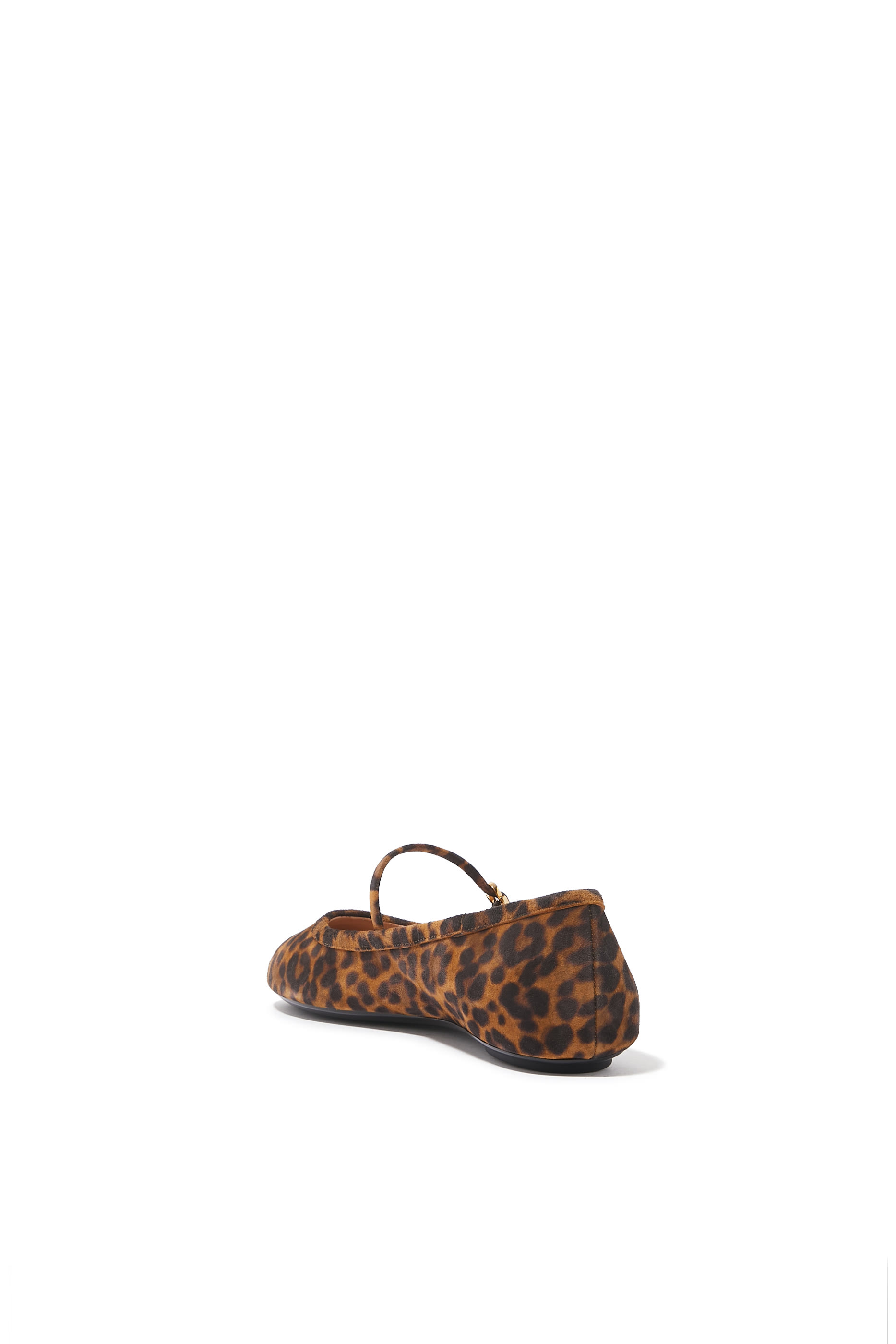 Carla Leopard Print Suede Ribbon Strap Ballerinas