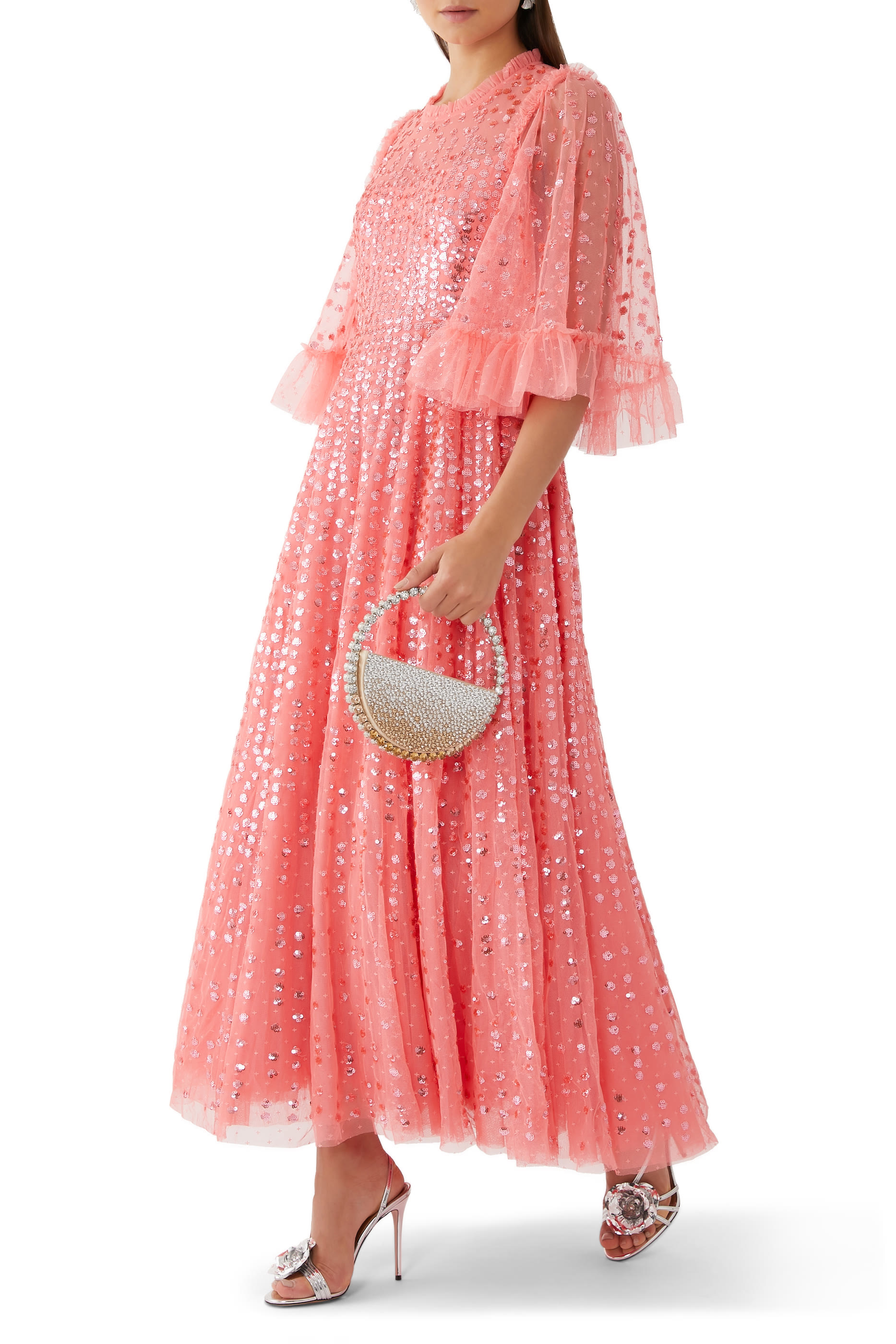 Raindrop Short Sleeve Ankle Gown