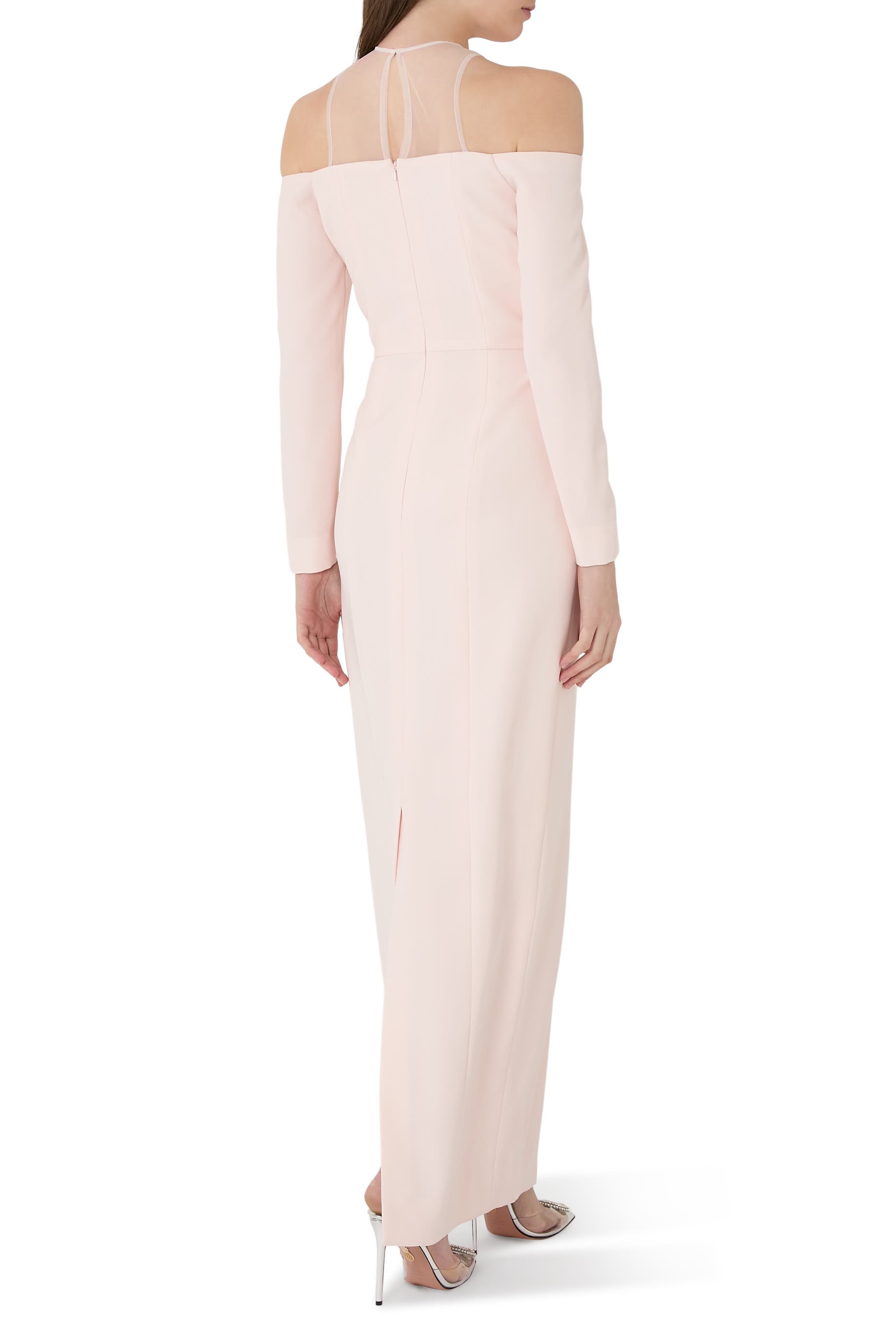 Off Shoulder Illusion Neckline Gown