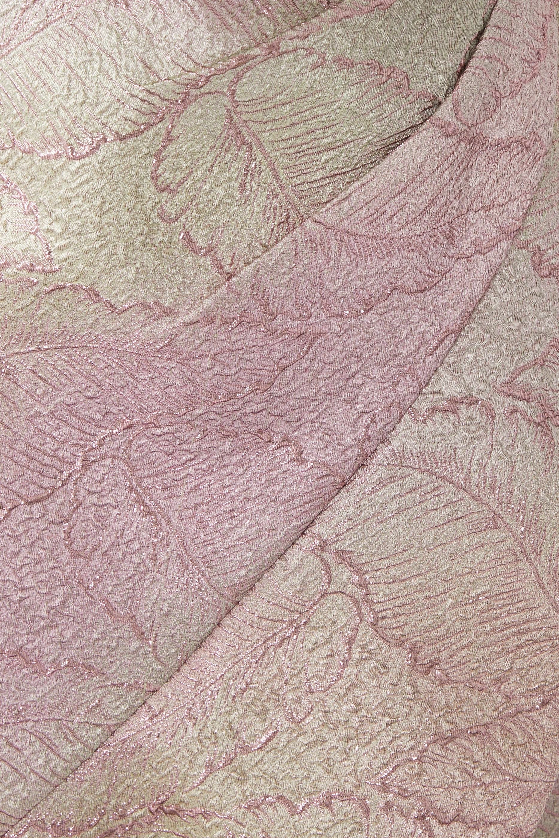 Metallic Jacquard Leaf Pattern Gown