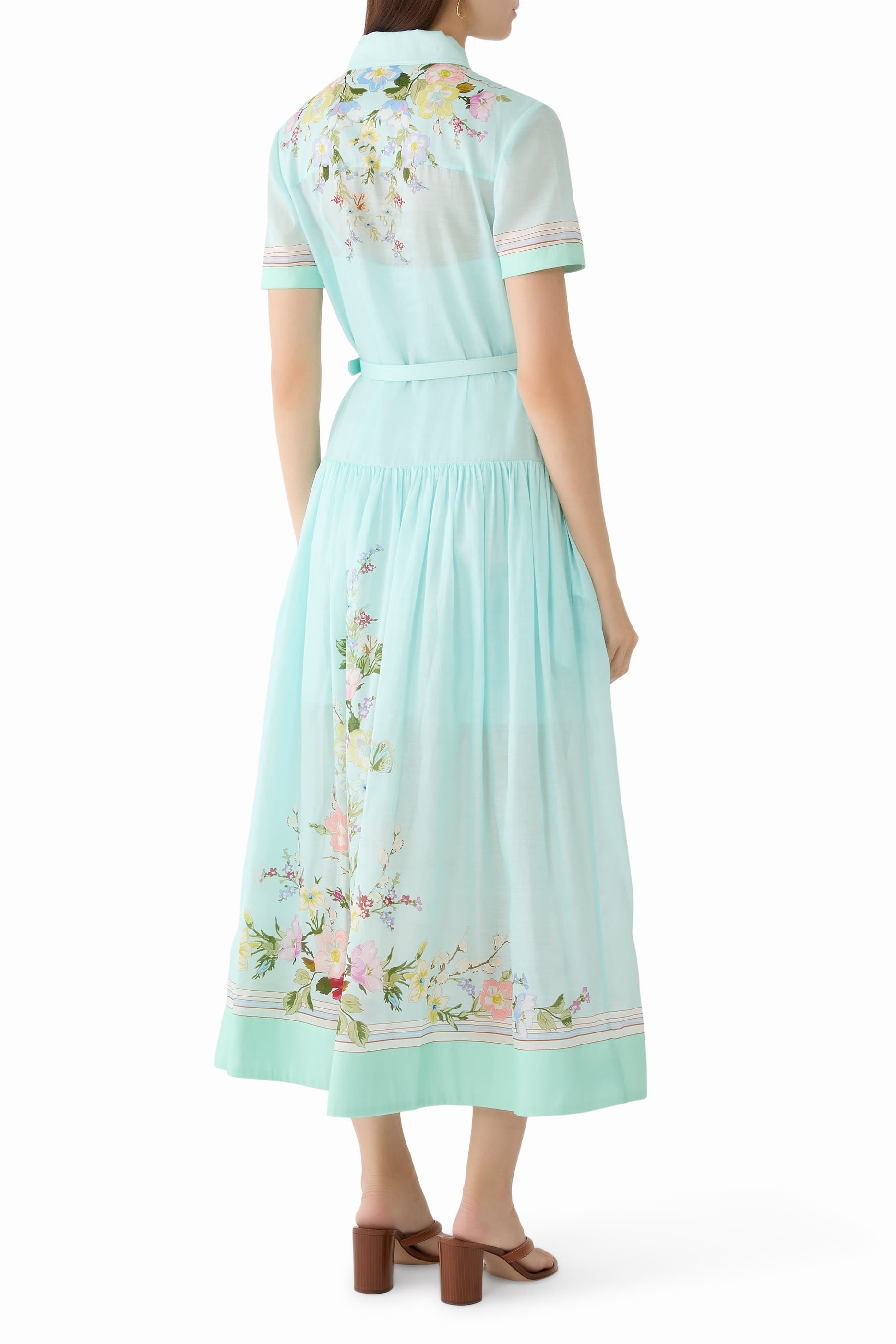 Floral Organza Midi Dress