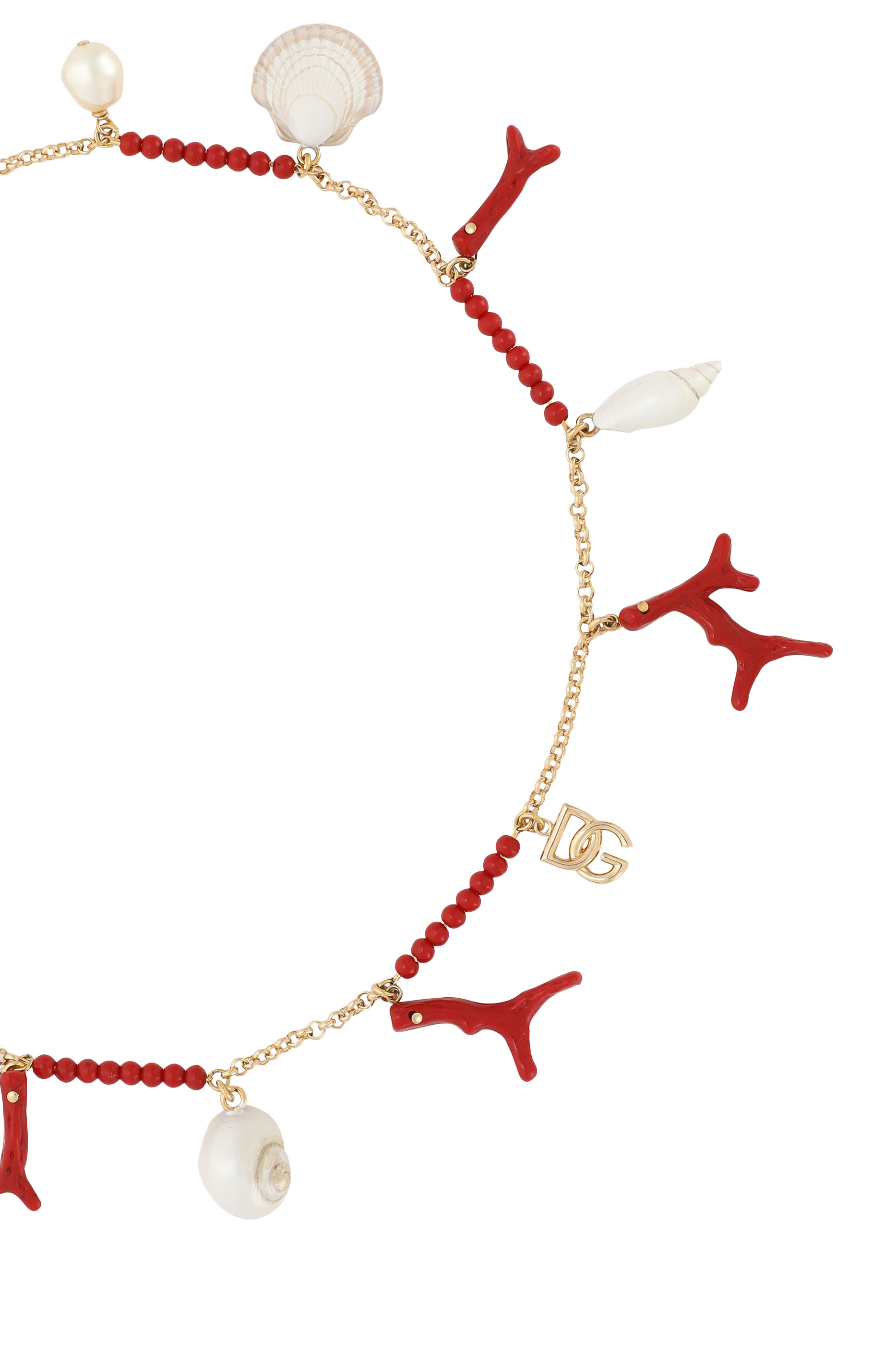 DG Logo, Shells and Coral Charms Necklace