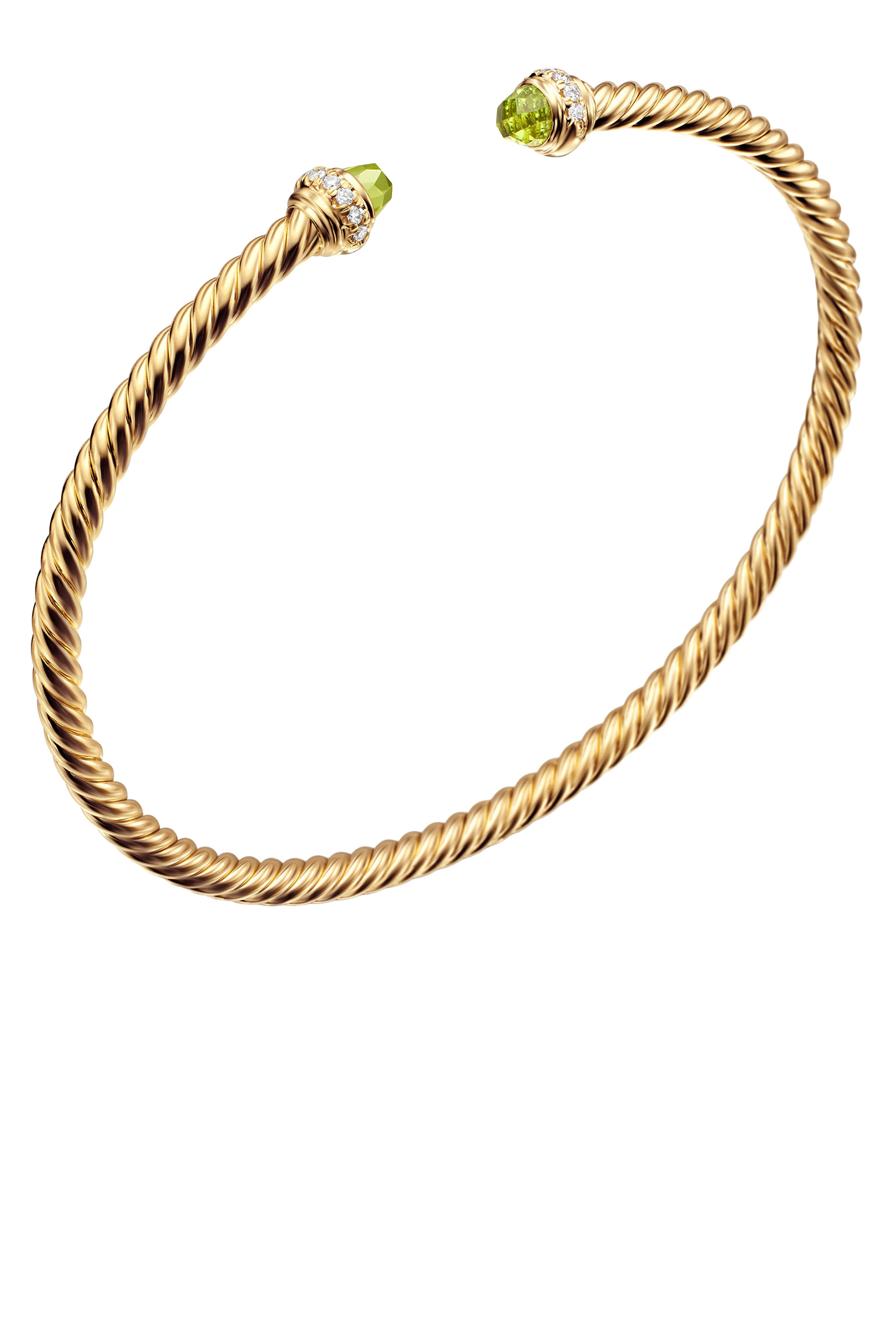 Classic Cablespira&reg; Bracelet, 18K Yellow Gold, Peridot & Diamonds