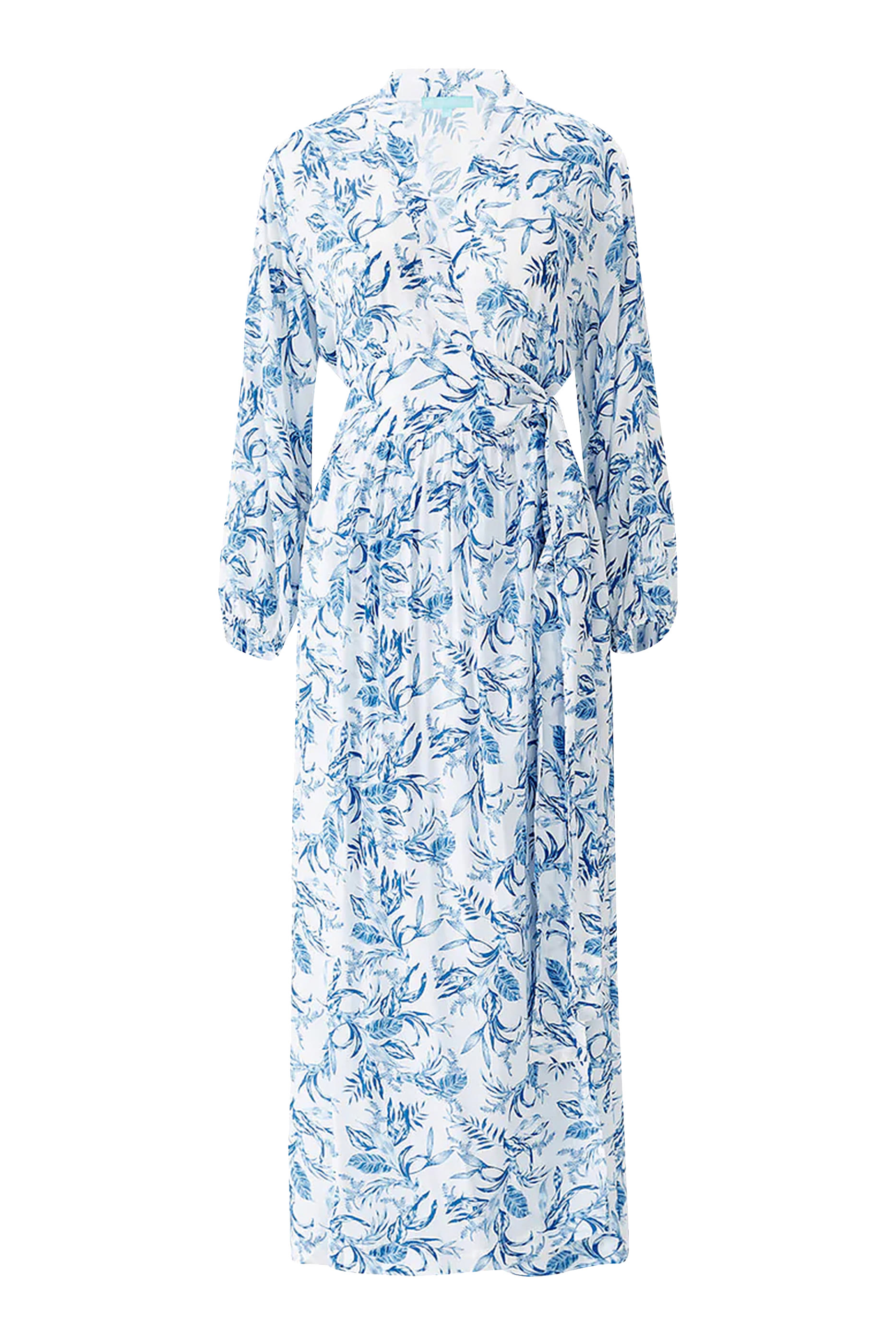 Rachel Blue Leaf Maxi Dress