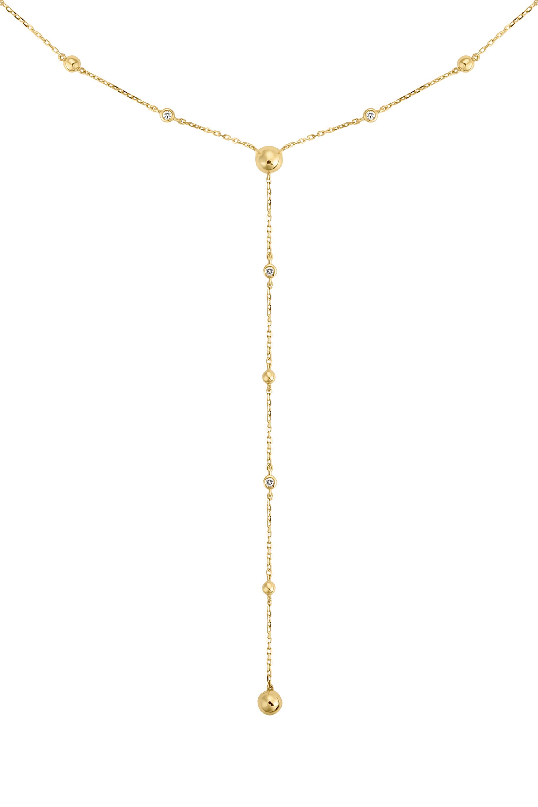 Enishi Lariat Necklace, 18k Yellow Gold with Diamonds