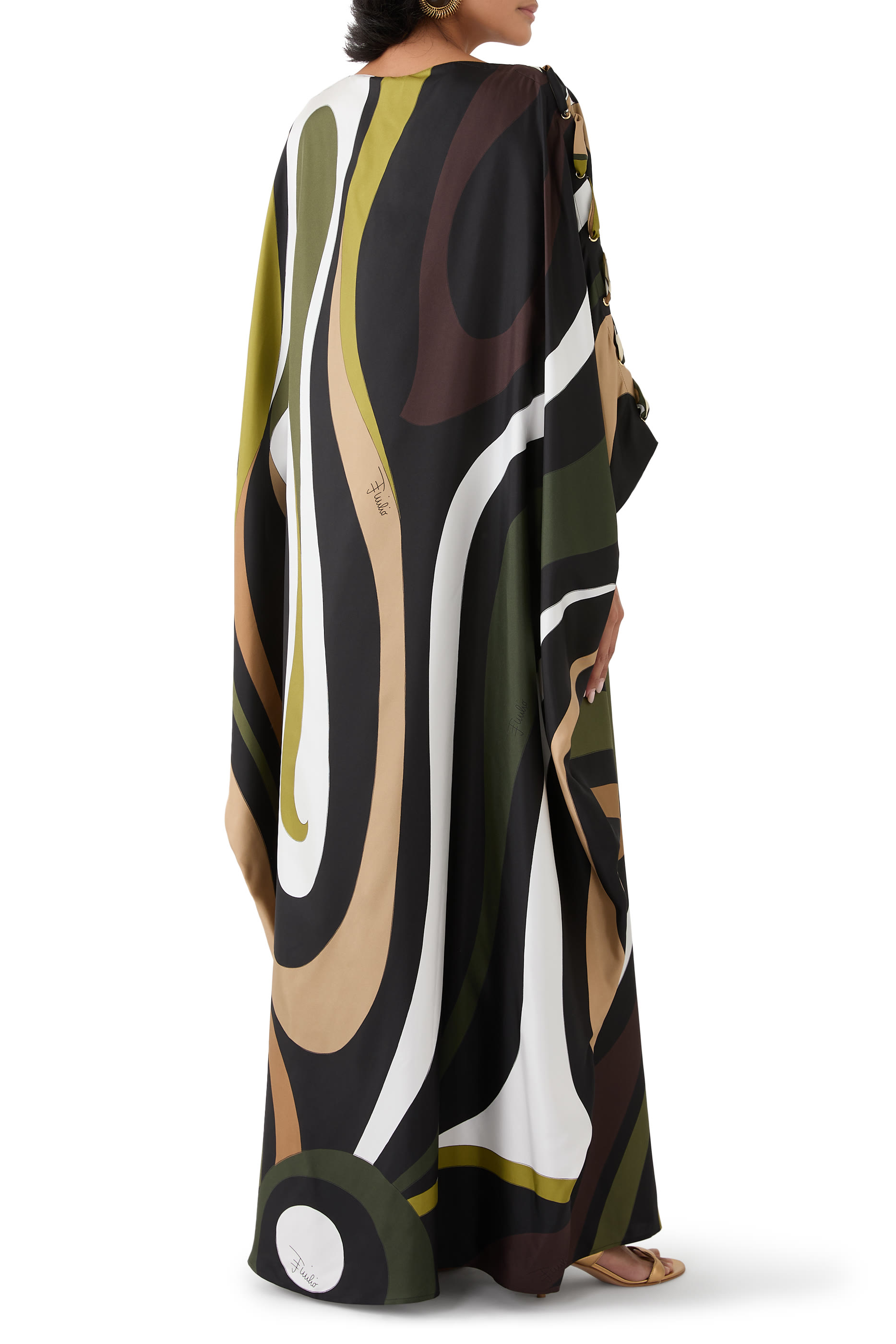 Marmo Print Silk Twill Kaftan