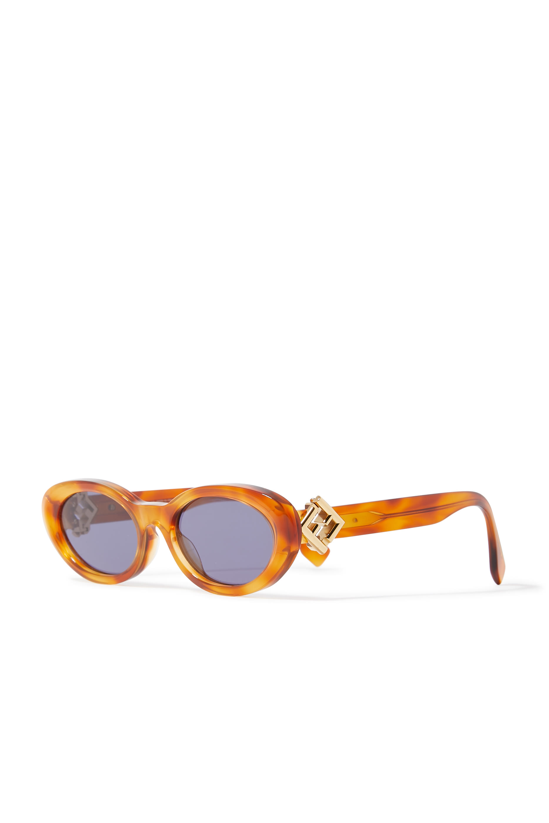 FF Diamonds Brown Havana Oval Sunglasses