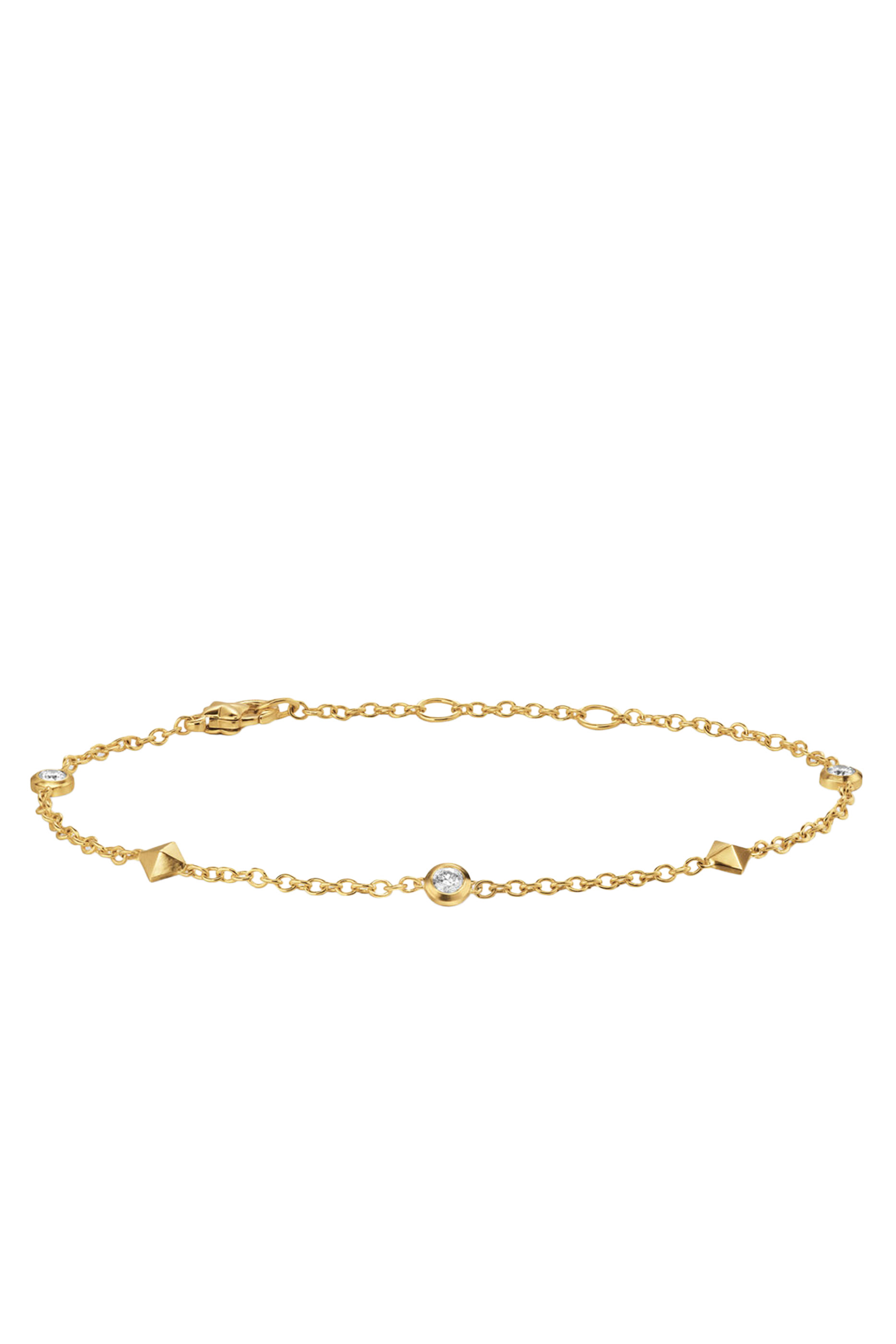 Petite Modern Renaissance Station Bracelet, 18k Yellow Gold & Diamonds
