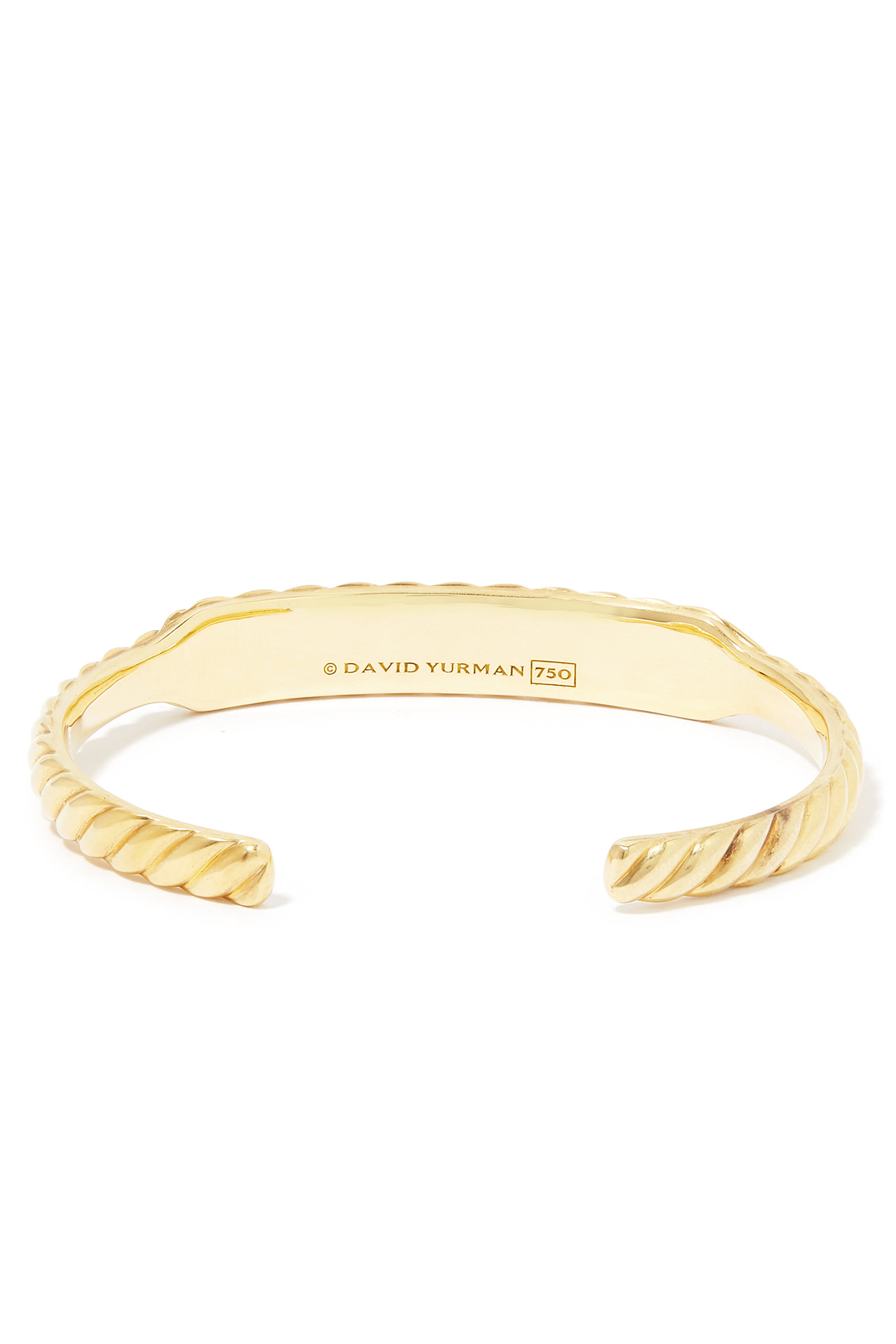 9mm Sculpted Cable Contour Cuff Bracelet, 18k Yellow Gold