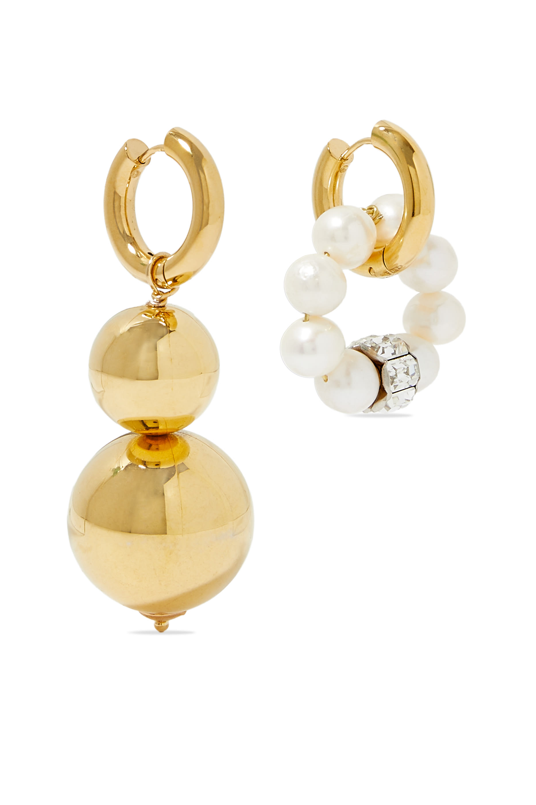 Mix & Match Earrings, 24k Gold-Plated Brass & Pearls
