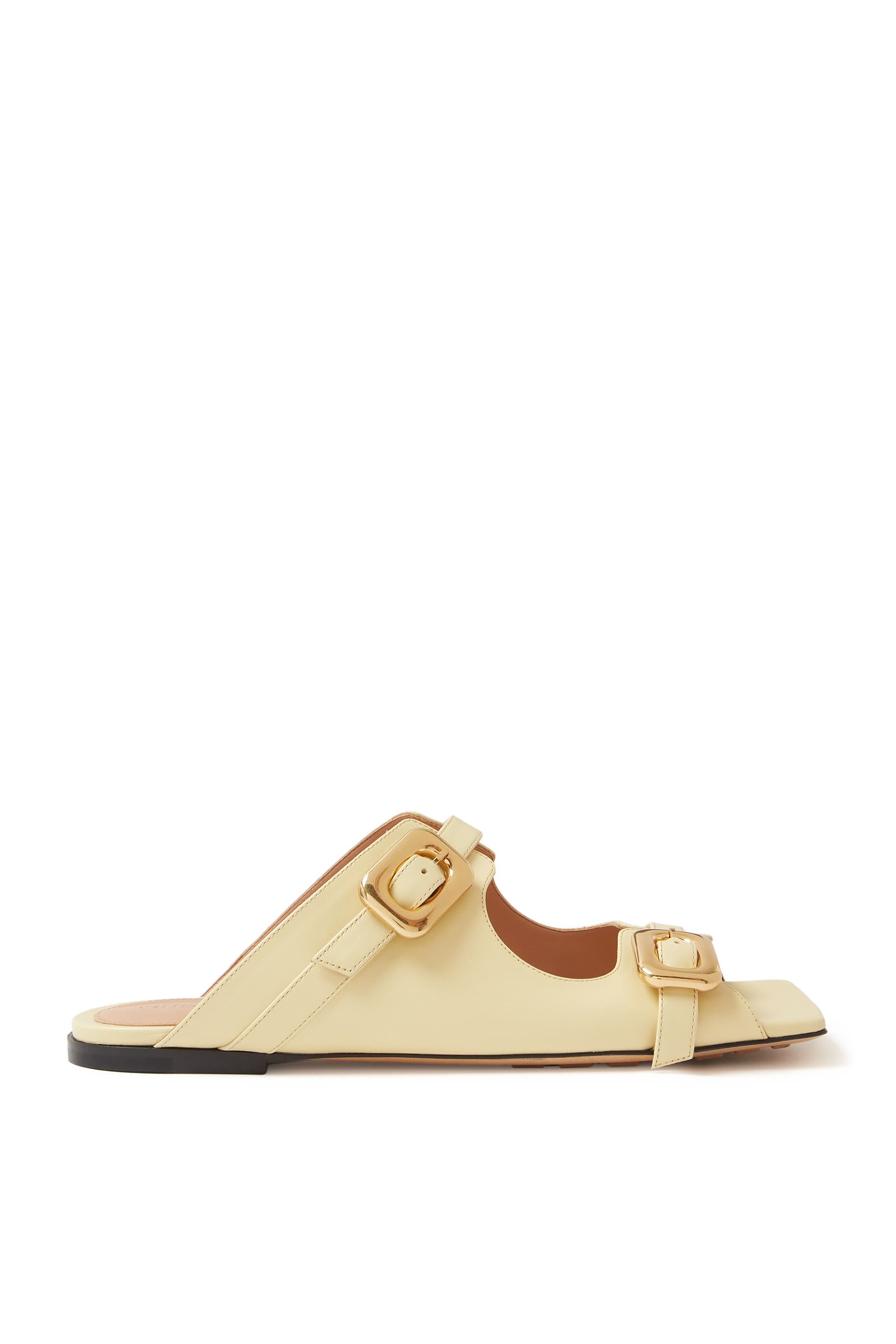 Stretch Buckle Flat Mules