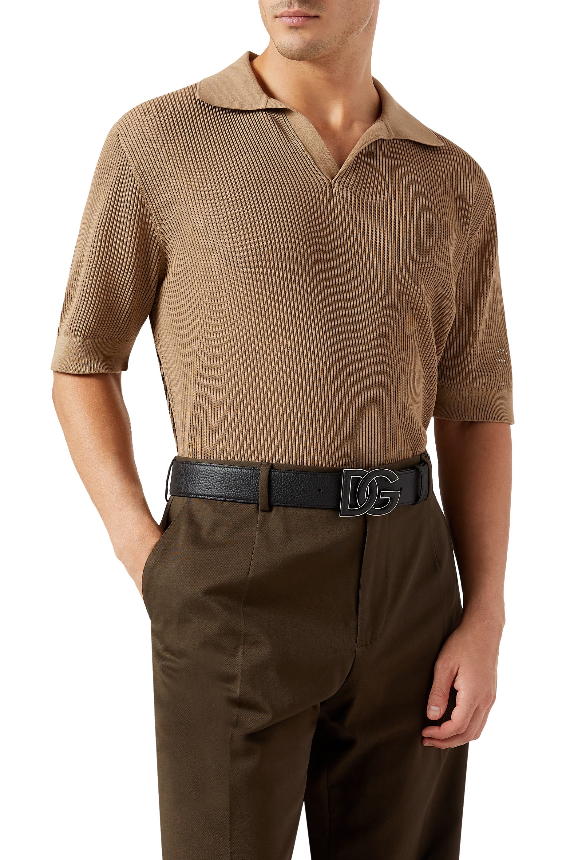 Deerskin-Print Calfskin Belt