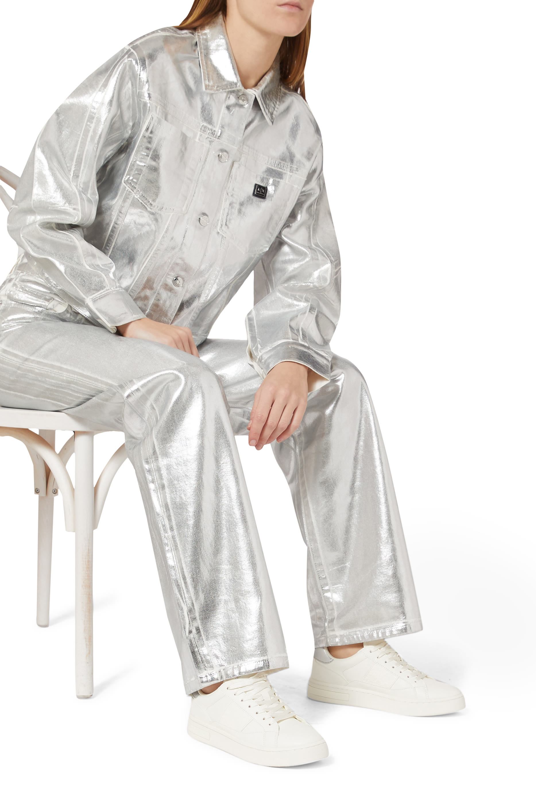 Sneakers with Logo Insert and Metal Detail