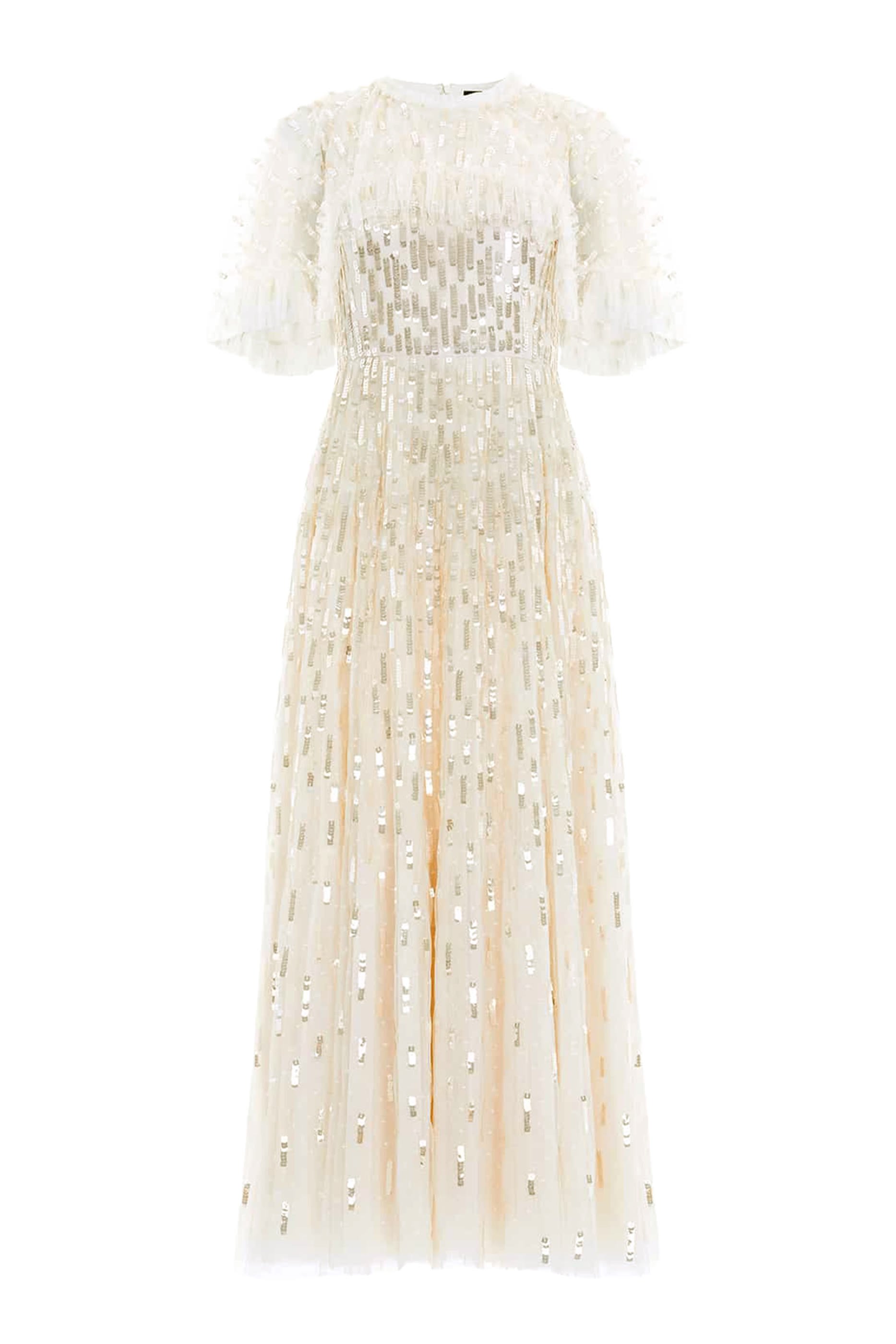 Sequin Dash Cape Ankle Gown