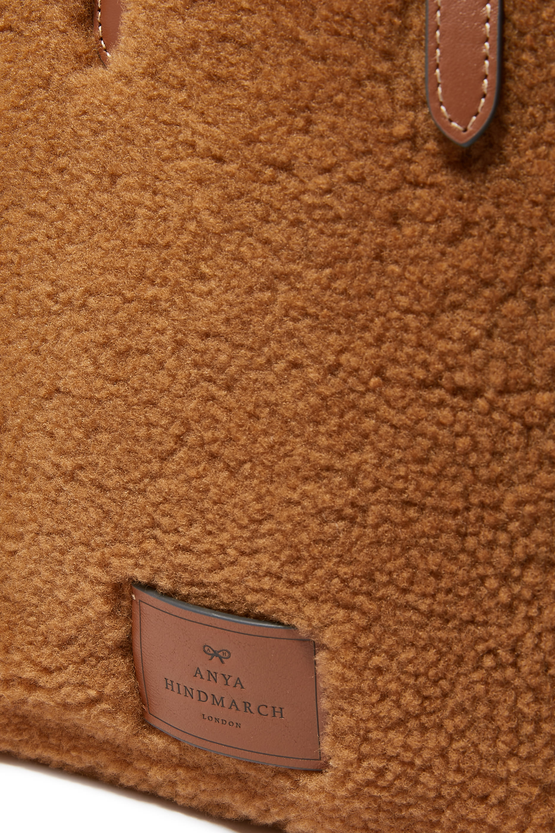 Mini N/S Eyes Shearling Crossbody Tote Bag