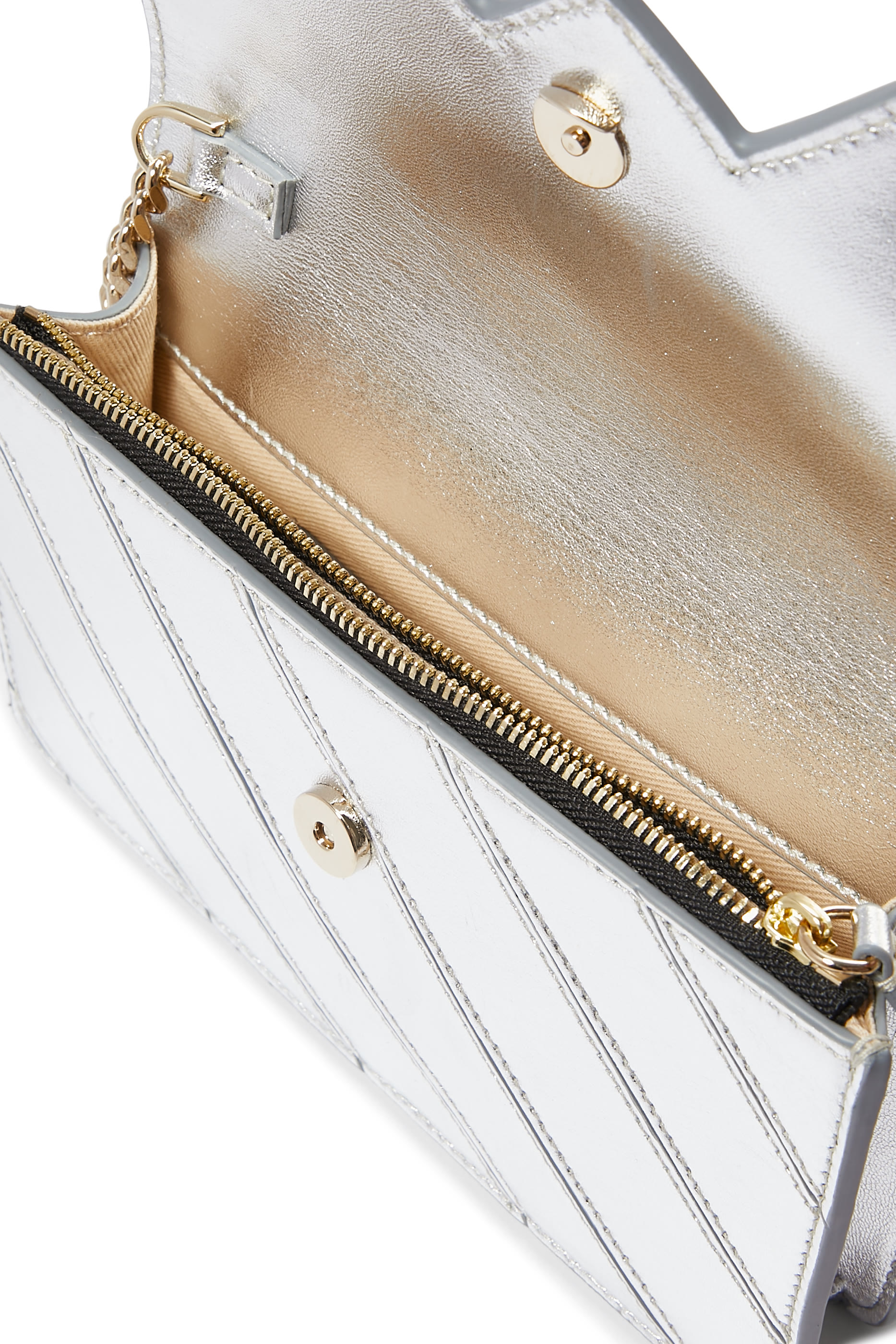 Wave Metallic Leather Wallet On Chain