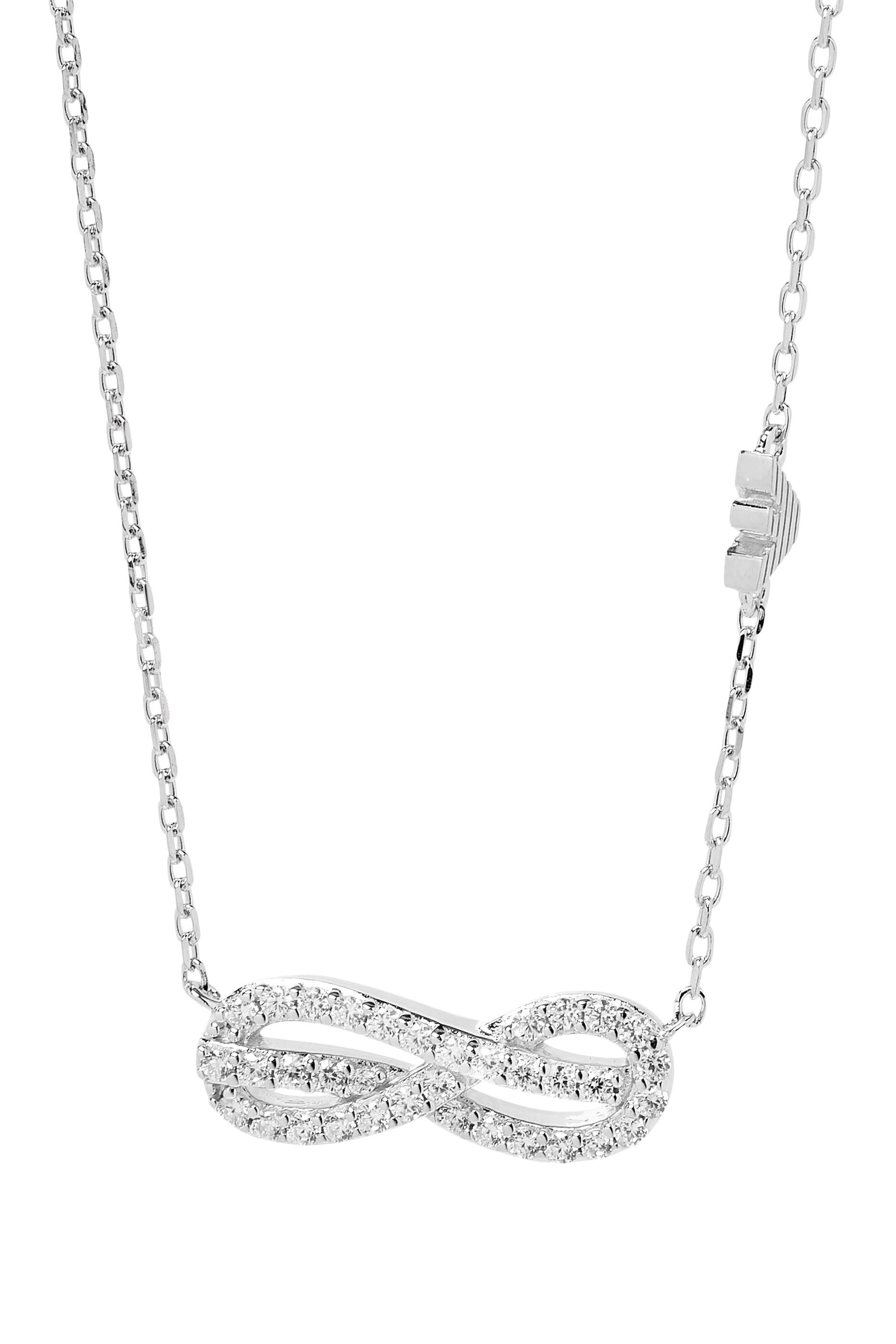 Station Necklace, Silver & Cubic Zirconia