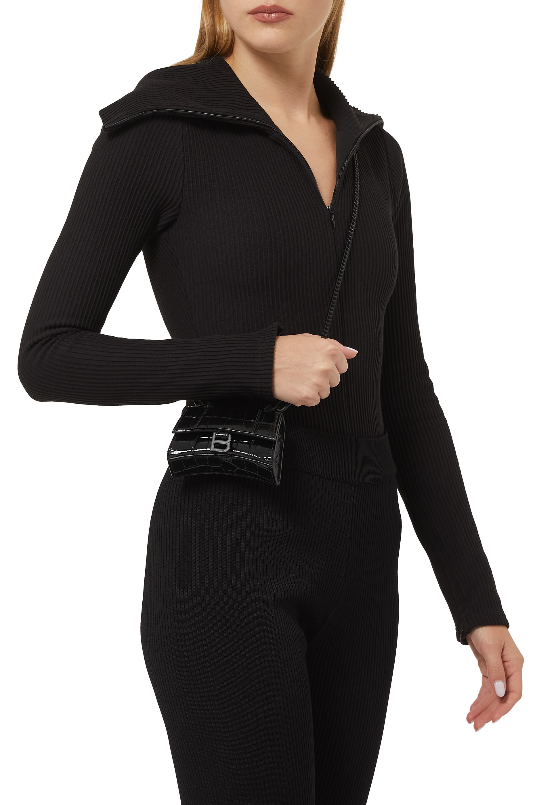 Hourglass Mini Top Handle Bag with Chain