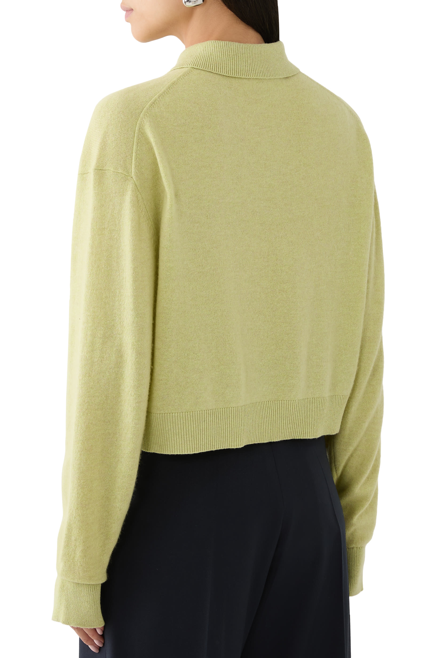 Washable Cashmere Easy Polo Crop Sweater