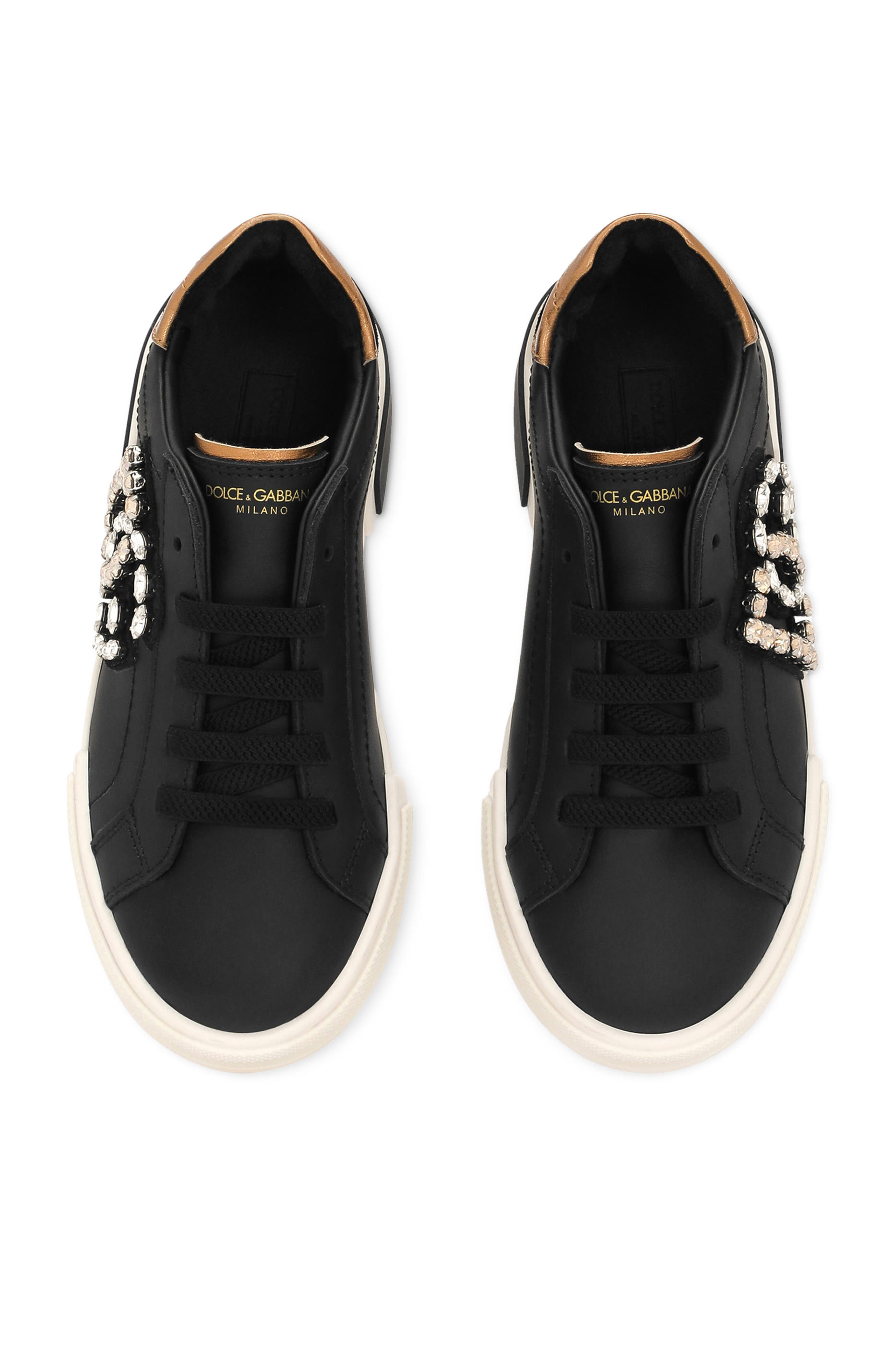 Kids Calfskin Portofino Vintage Low-Top Sneakers with DG Logo