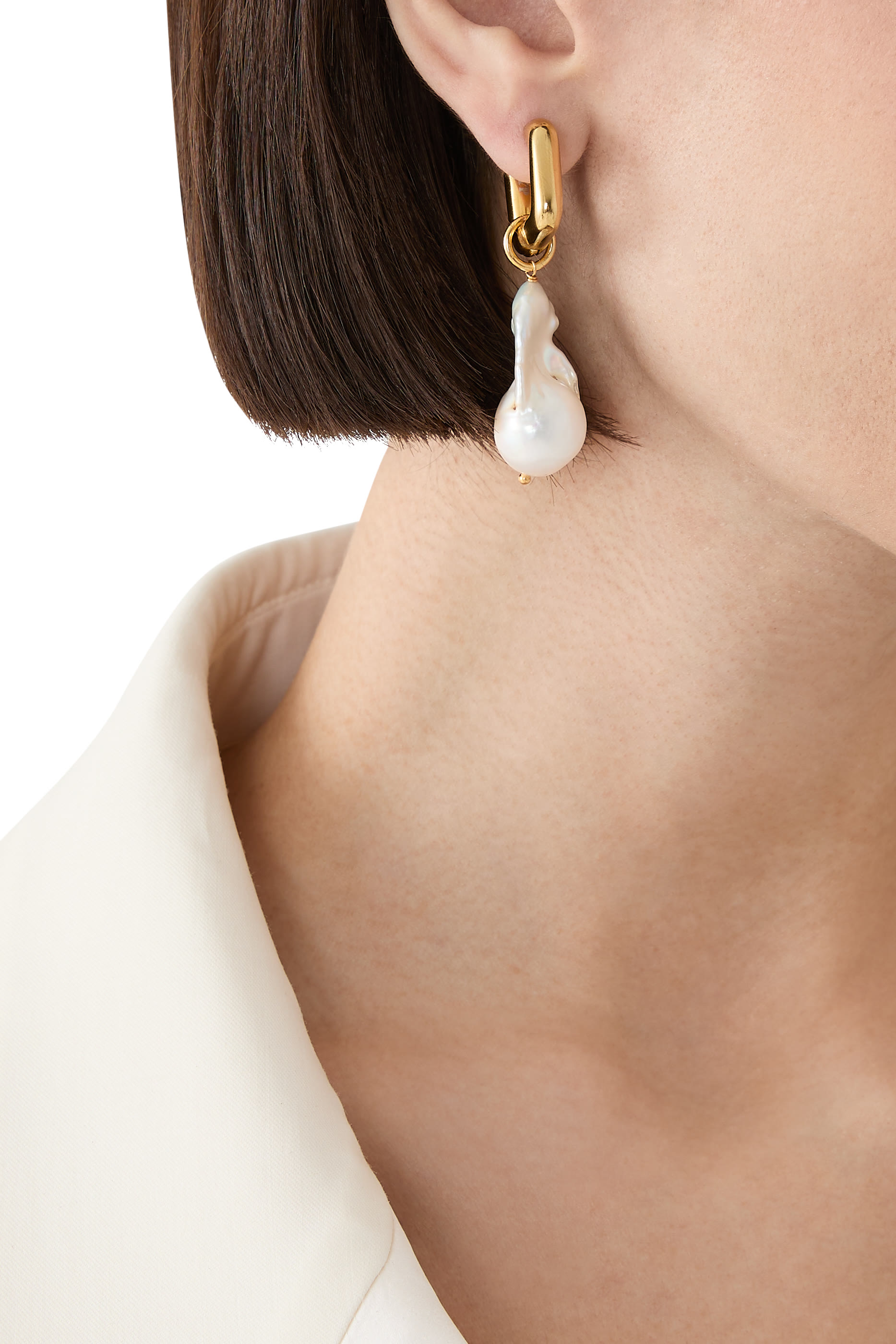 Pearl and Round Strass Earrings