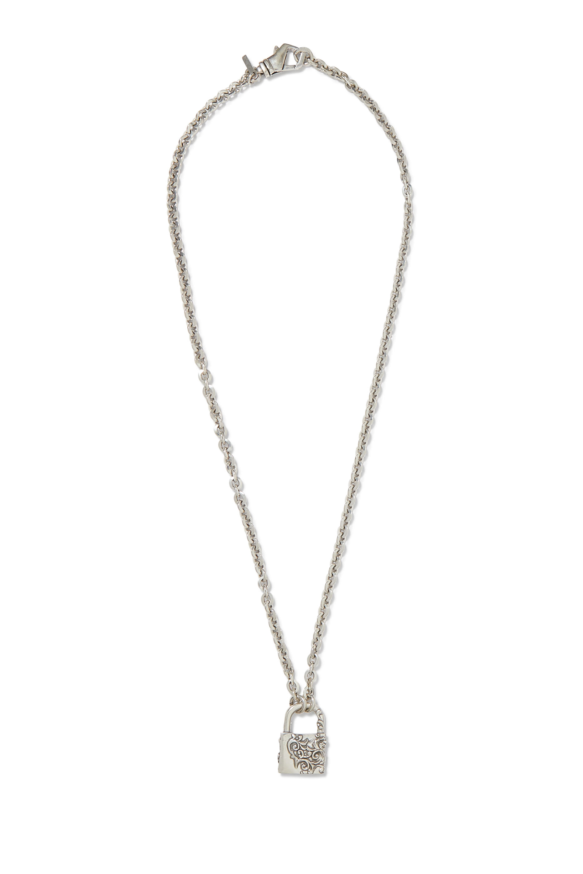 Large Arabesque Padlock Necklace, Sterling Silver