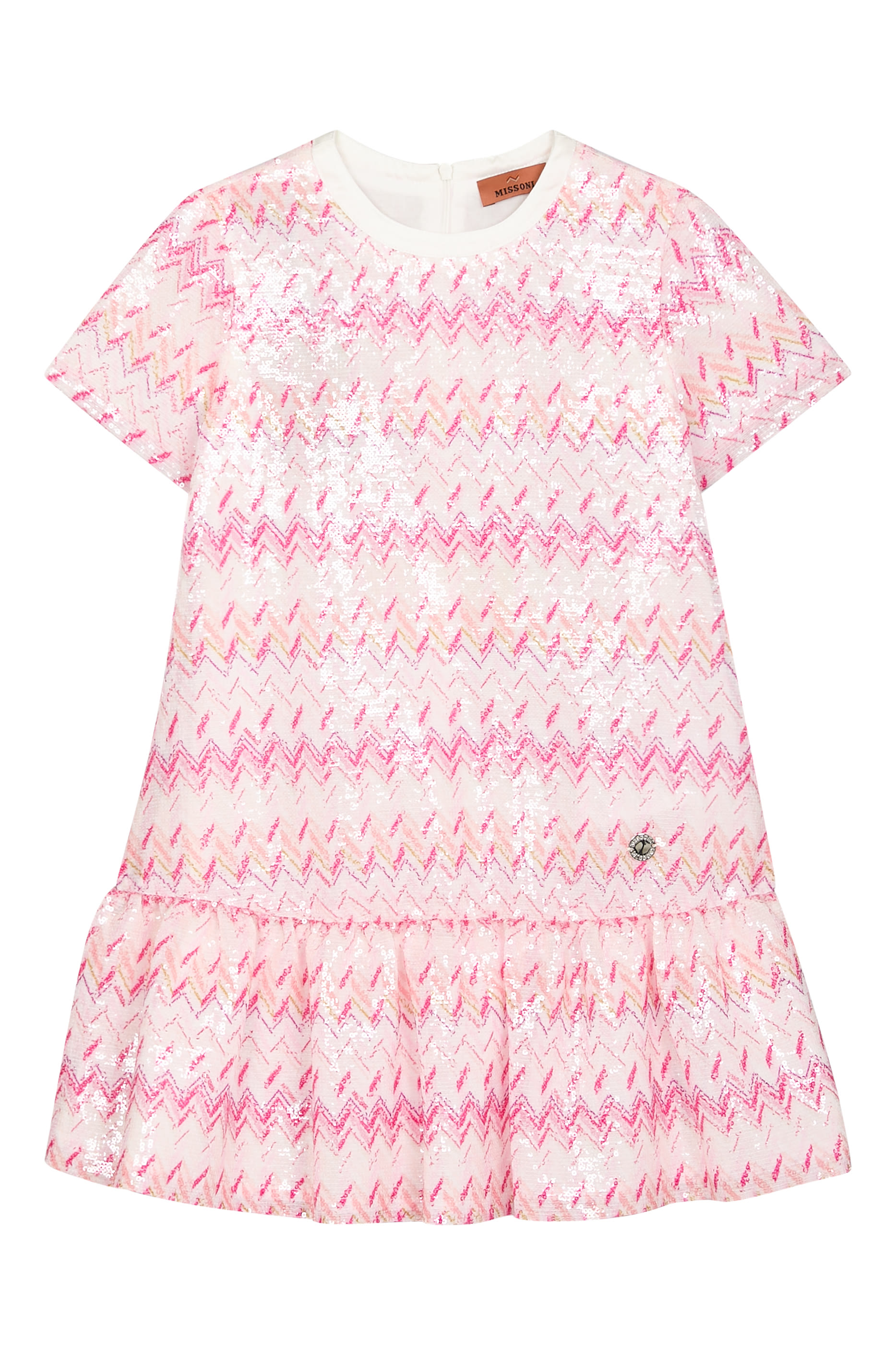 Kids Zigzag Sequine Embellished Dress