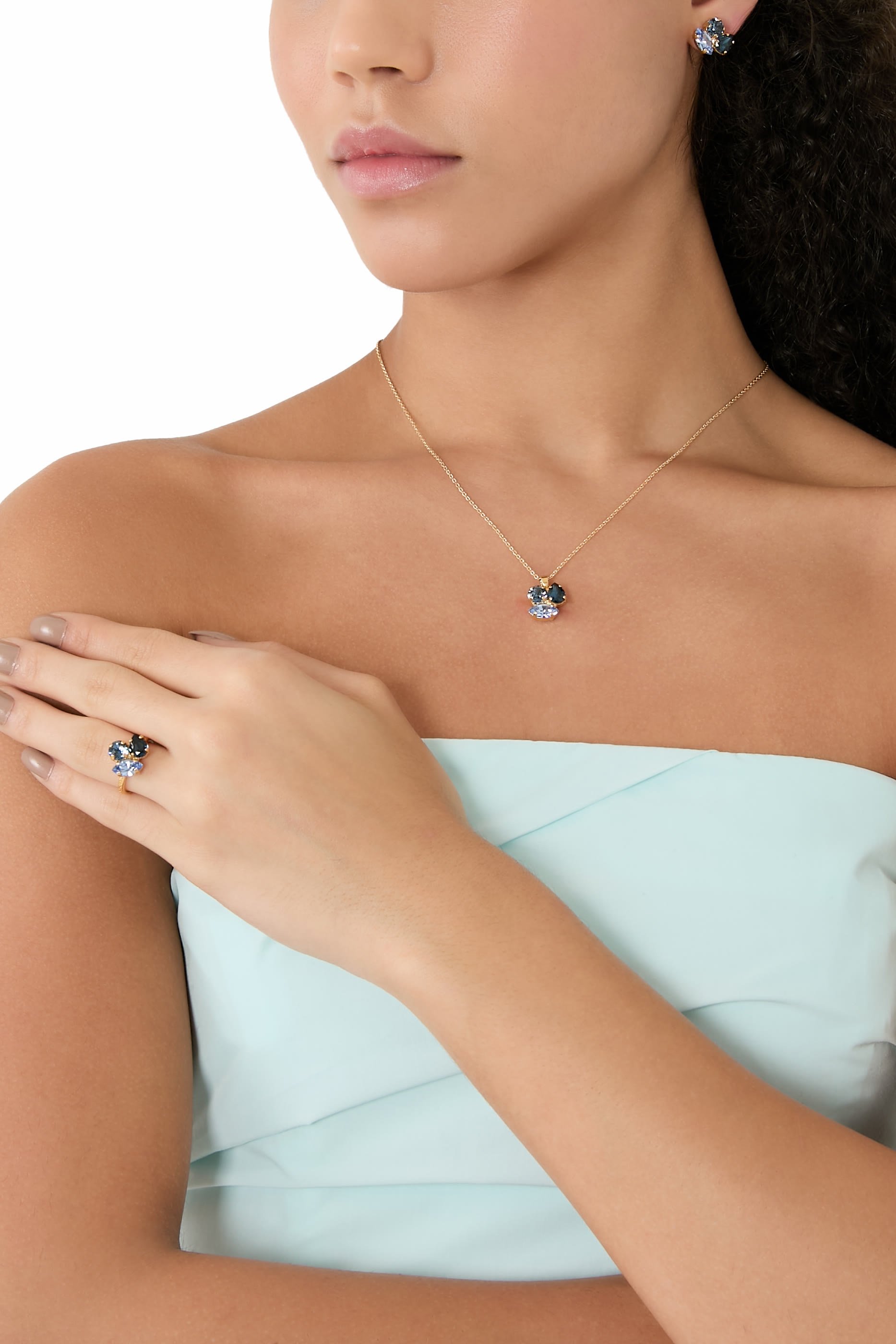 Ana Earrings in Golden Combo, 18K Gold Plated Raw Brass &  Swarovski Crystals