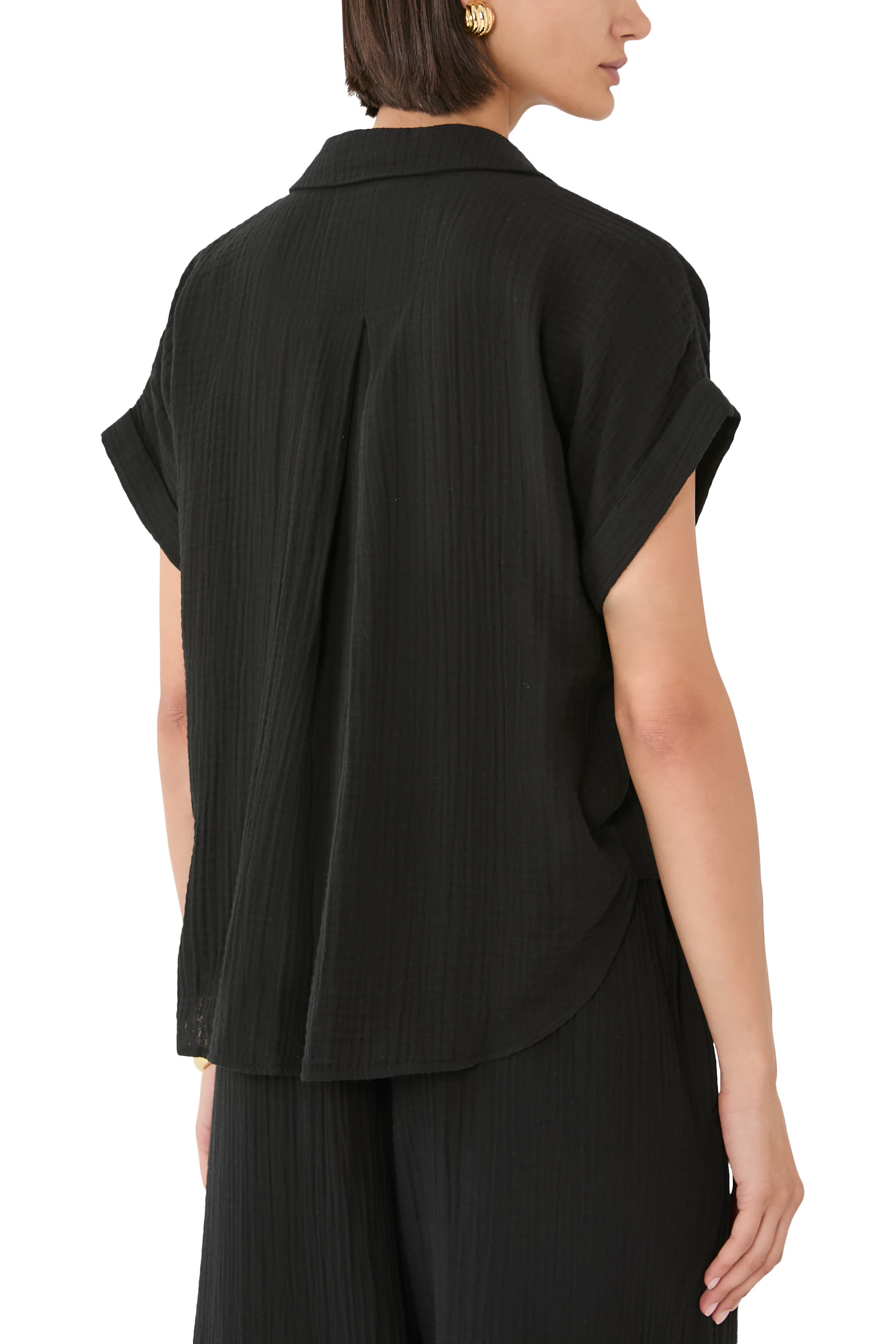 Organic Cotton Lofty Gauze Notch Collar Top