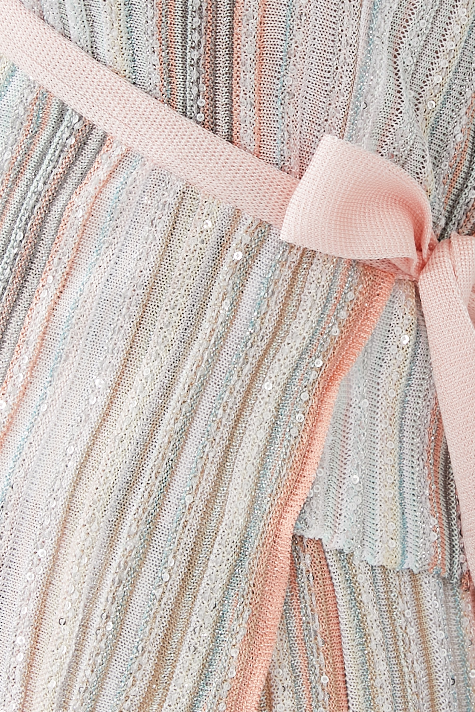 Vertical Stripe Lurex Wrap Top with Sequins