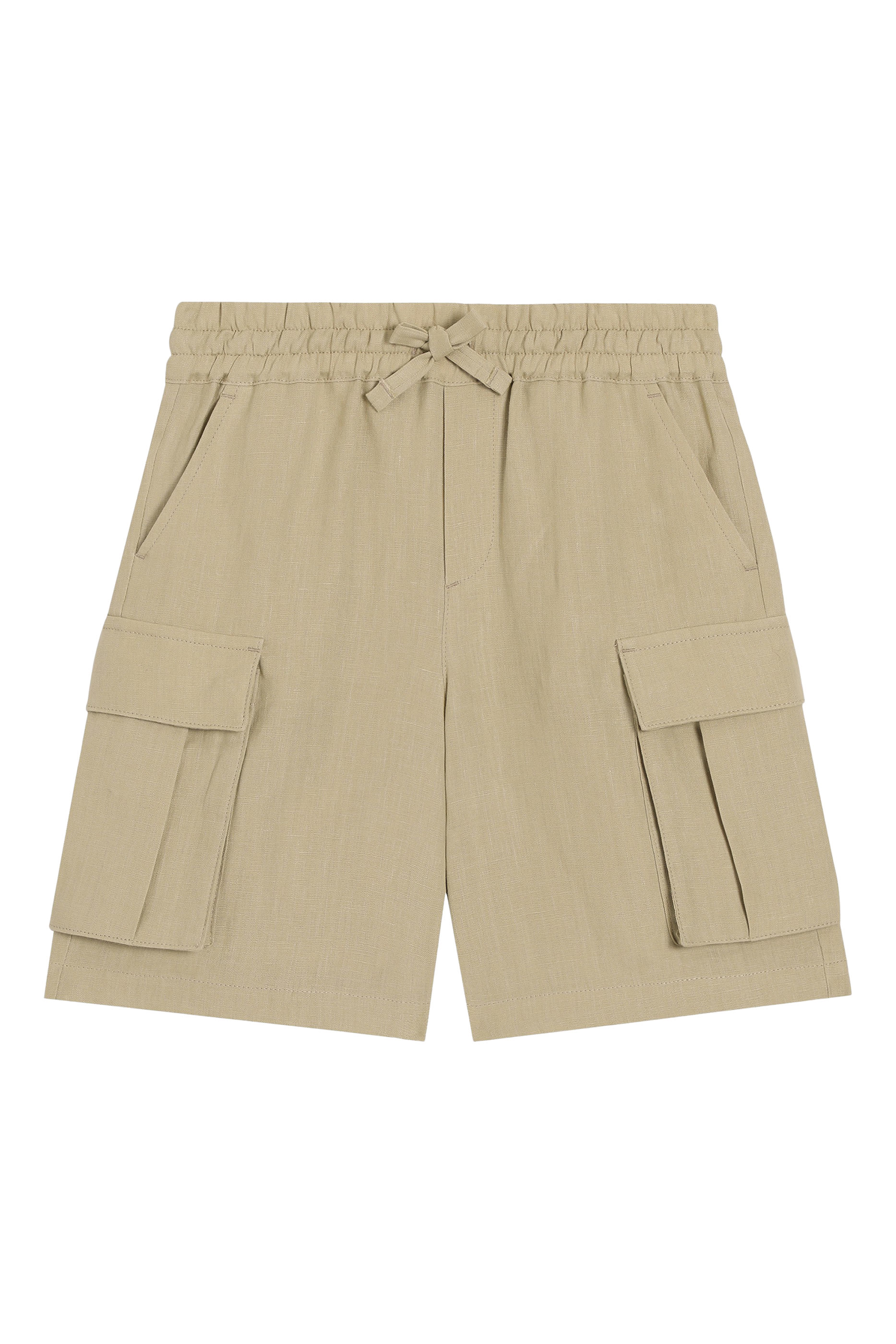 Kids Logo Embroidery Linen Cargo Shorts