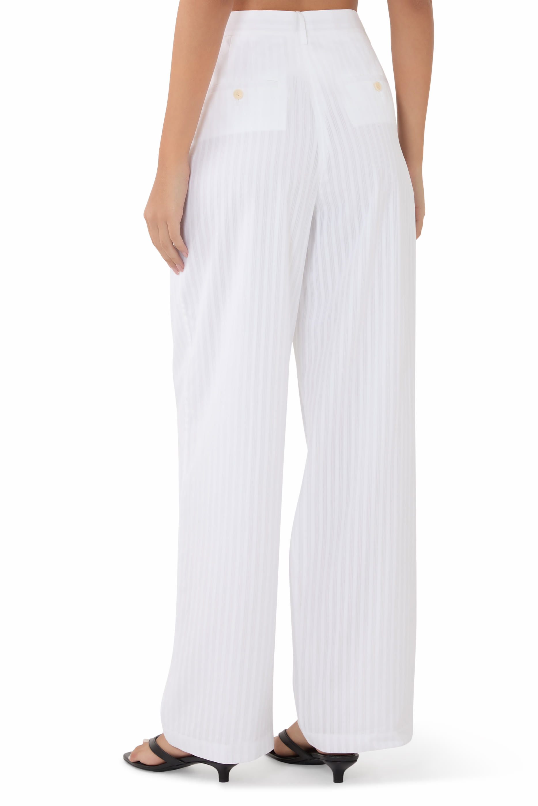 Double Pleat Pants in Linear Cotton