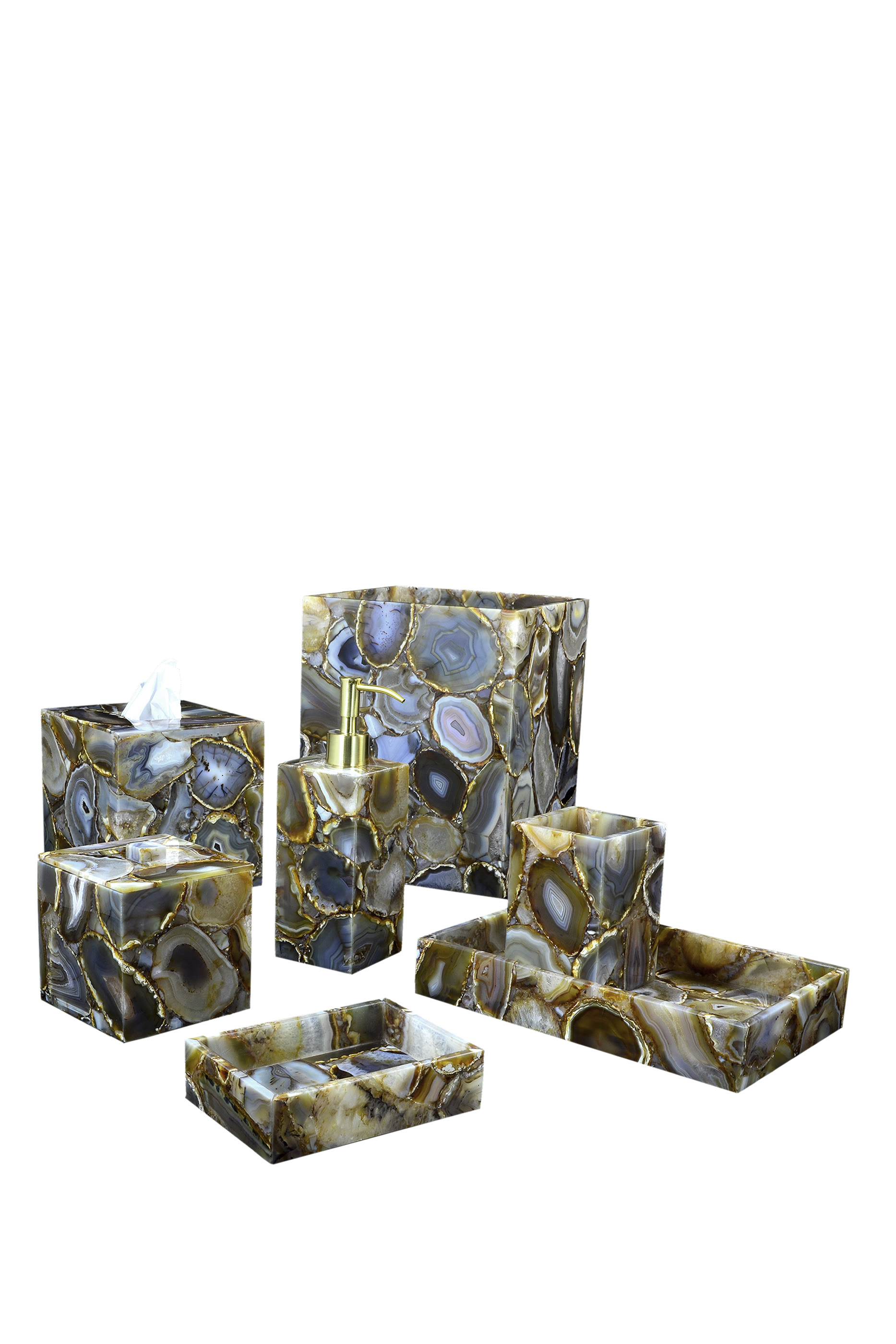 Semi Precious Agate Toothbrush Holder