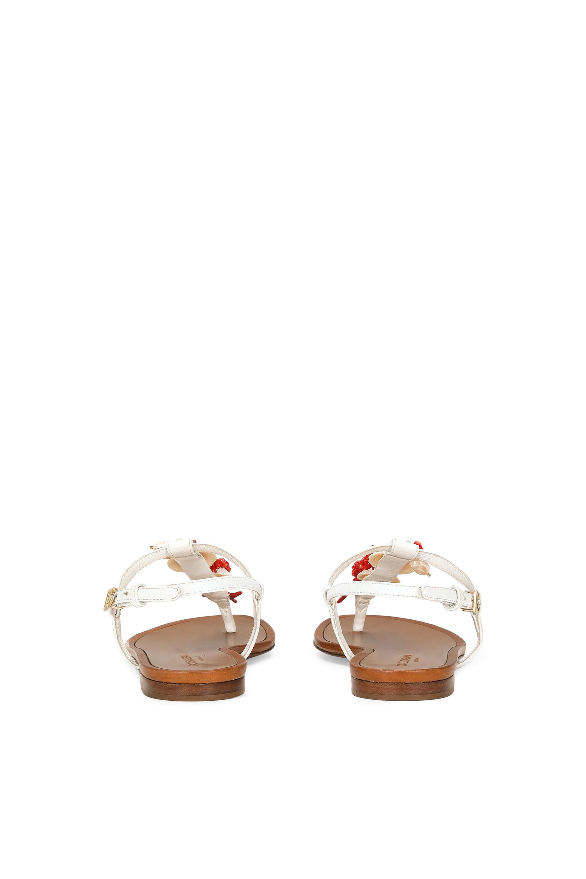 Coral Embroidery Nappa Leather Thong Sandals