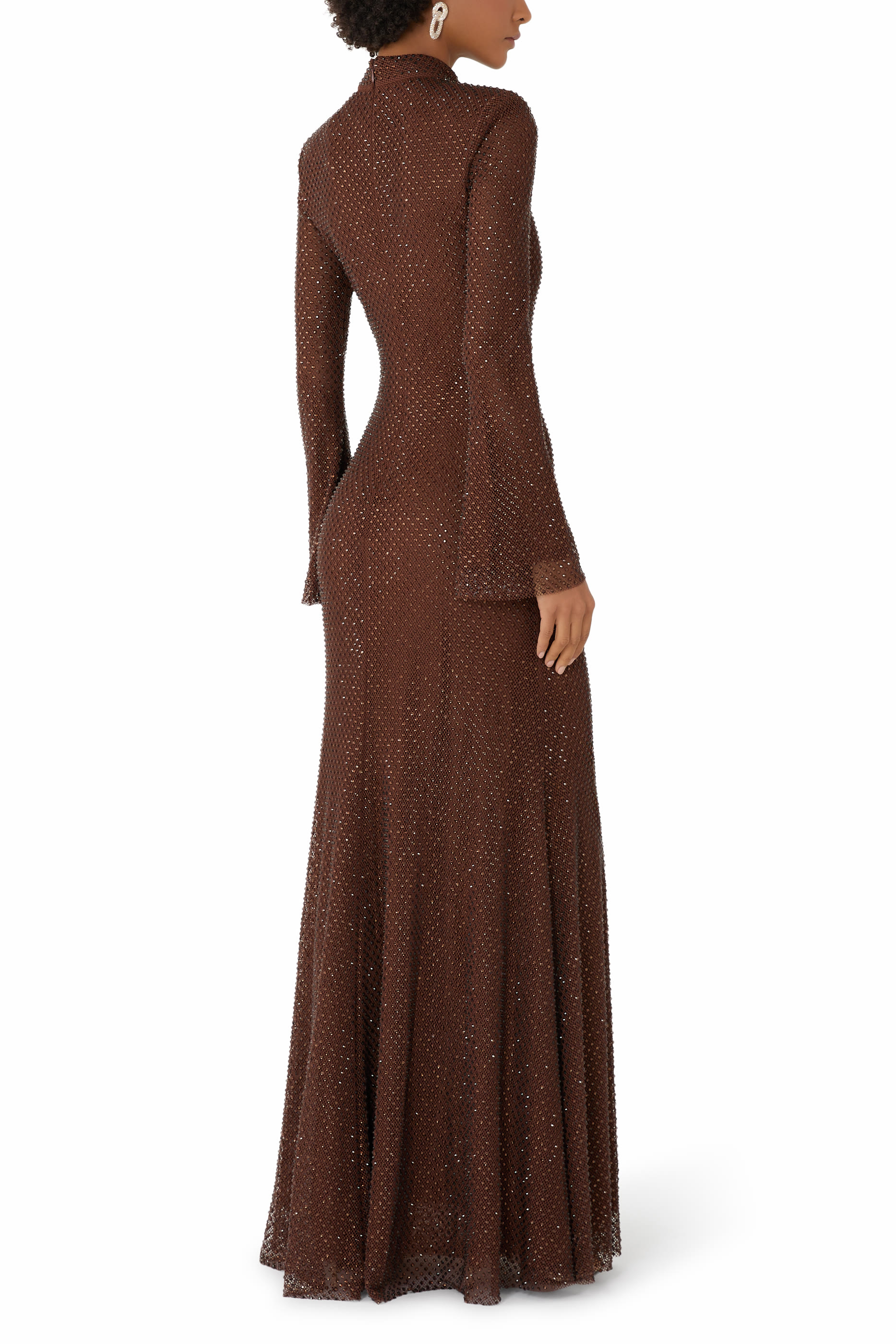 Rhinestone Mesh Maxi Dress