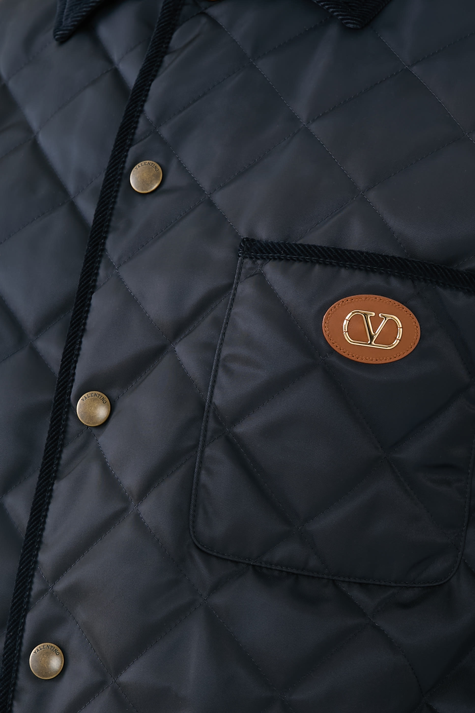 Quilted Nylon Shirt Jacket with VLogo Patch